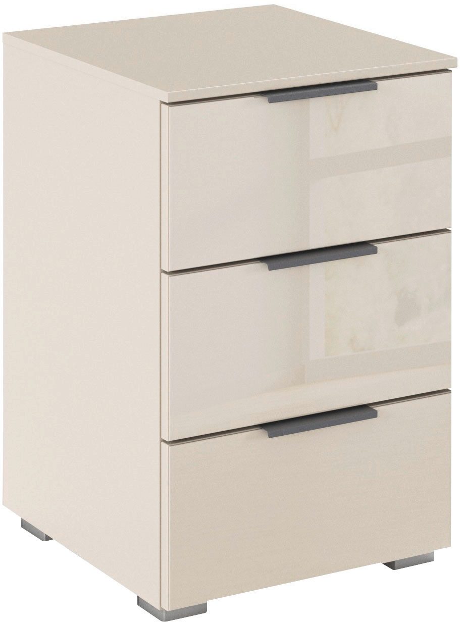 OTTO home Nachtkommode Nachttisch Nachtschrank Nachtkonsole AGORDO mit Glasfront (in zwei Griff-Farben, Breite 40 cm), mit 3 geräumigen Schubladen für viel Stauraum MADE IN GERMANY