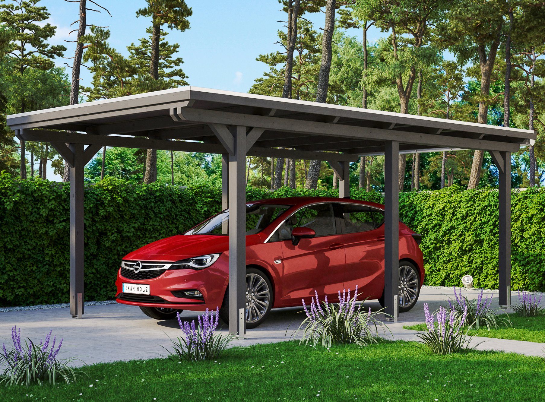 Skanholz Einzelcarport Emsland, BxT: 354x604 cm, 223 cm Einfahrtshöhe