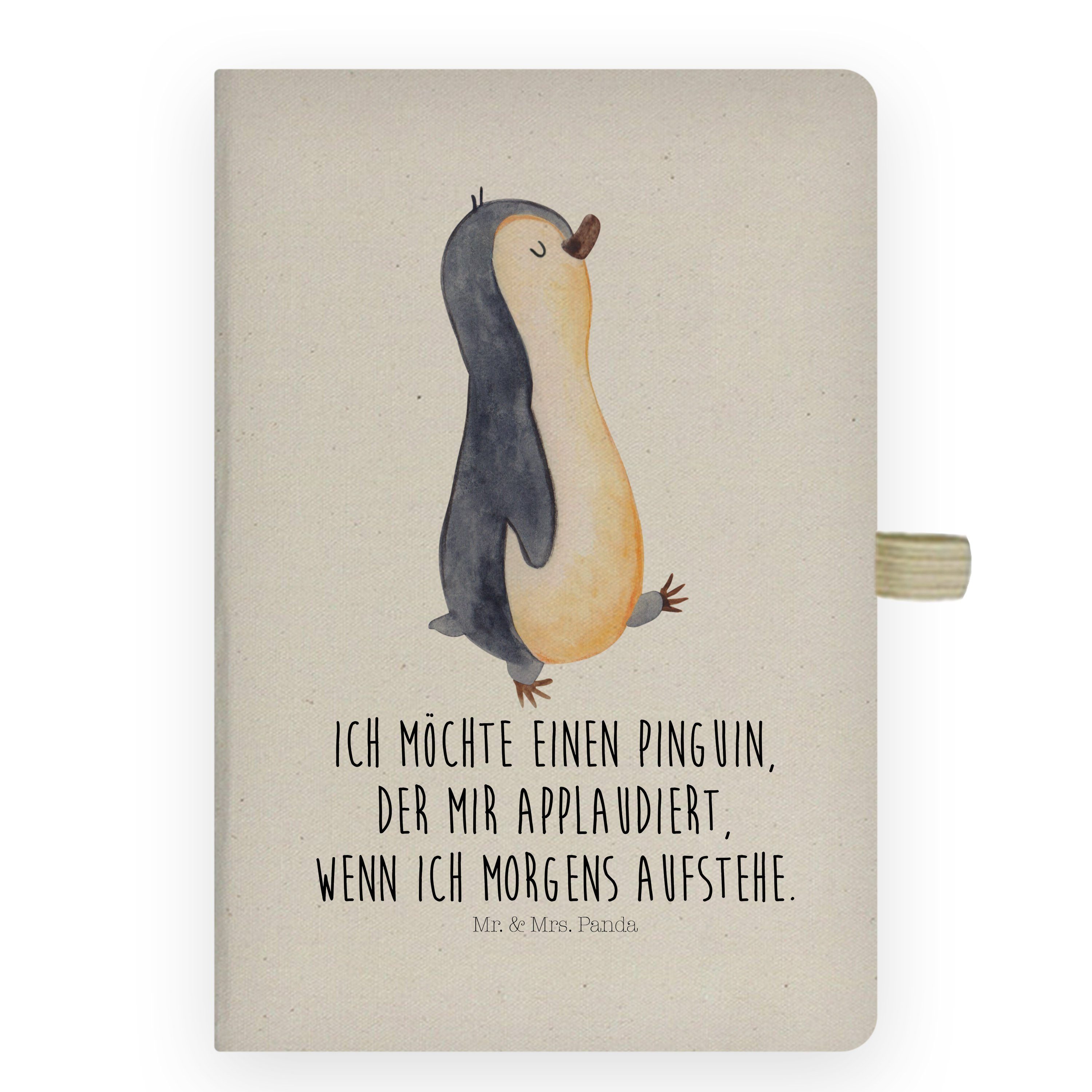 Mr. & Mrs. Panda Notizbuch Pinguin marschierend - Transparent - Geschenk, Notizblock, Notizheft, Mr. & Mrs. Panda