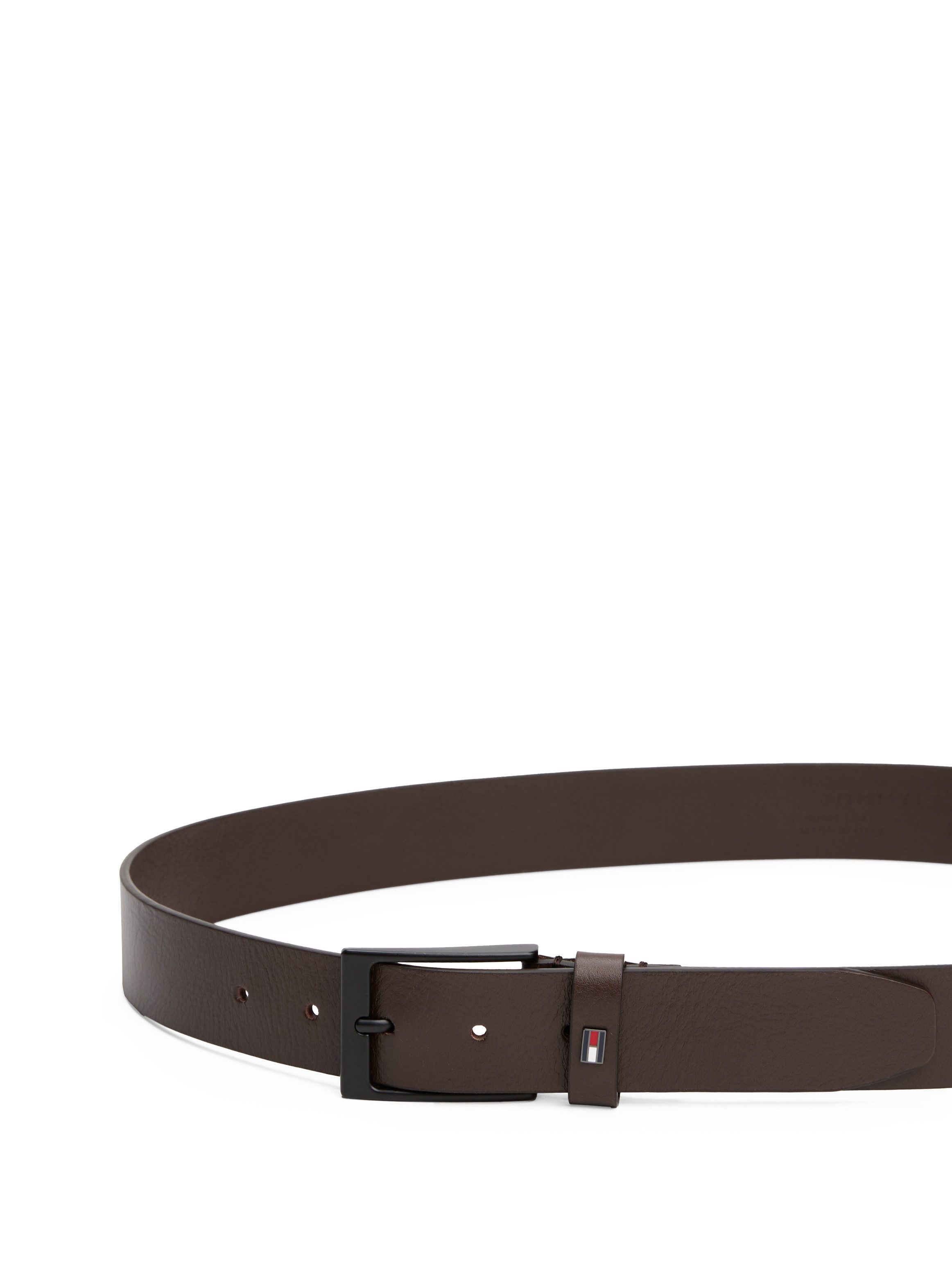 Tommy Hilfiger Ledergürtel LAYTON 3.5 cm breit Metallpatch, Einfachdornschließe