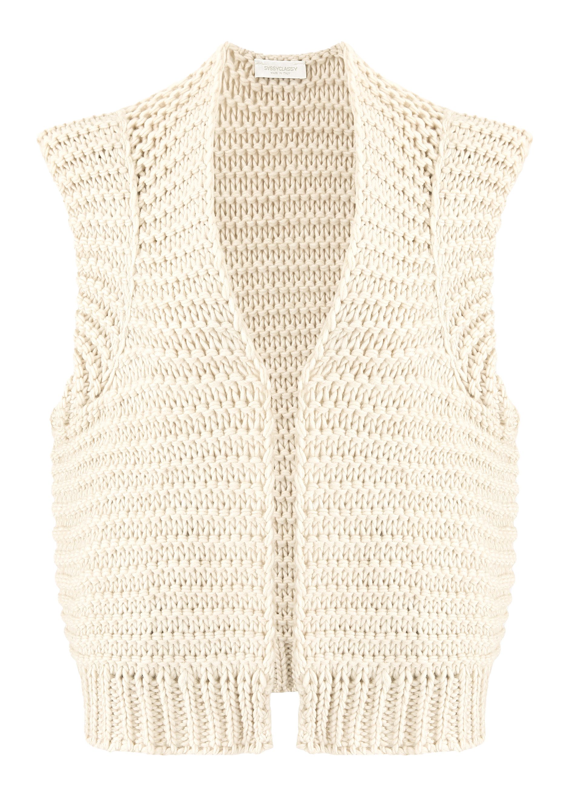 SASSYCLASSY Strickweste Strickweste Damen mit strukturierten Schultern Grob günstig online kaufen