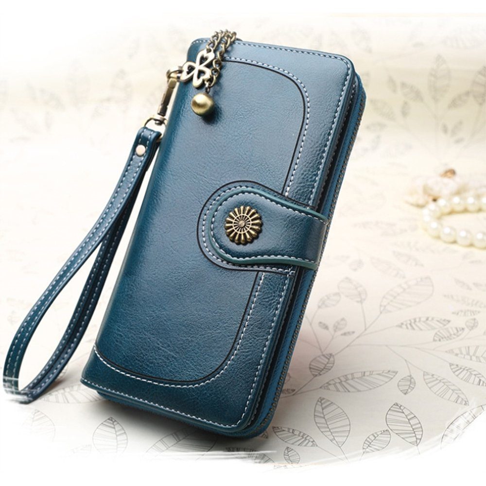 VIVIHEYDAY Geldbörse Brieftasche, Geldbörse lange Damen Damen-Geldbörse Portemonnaie Blau große Geldbeutel