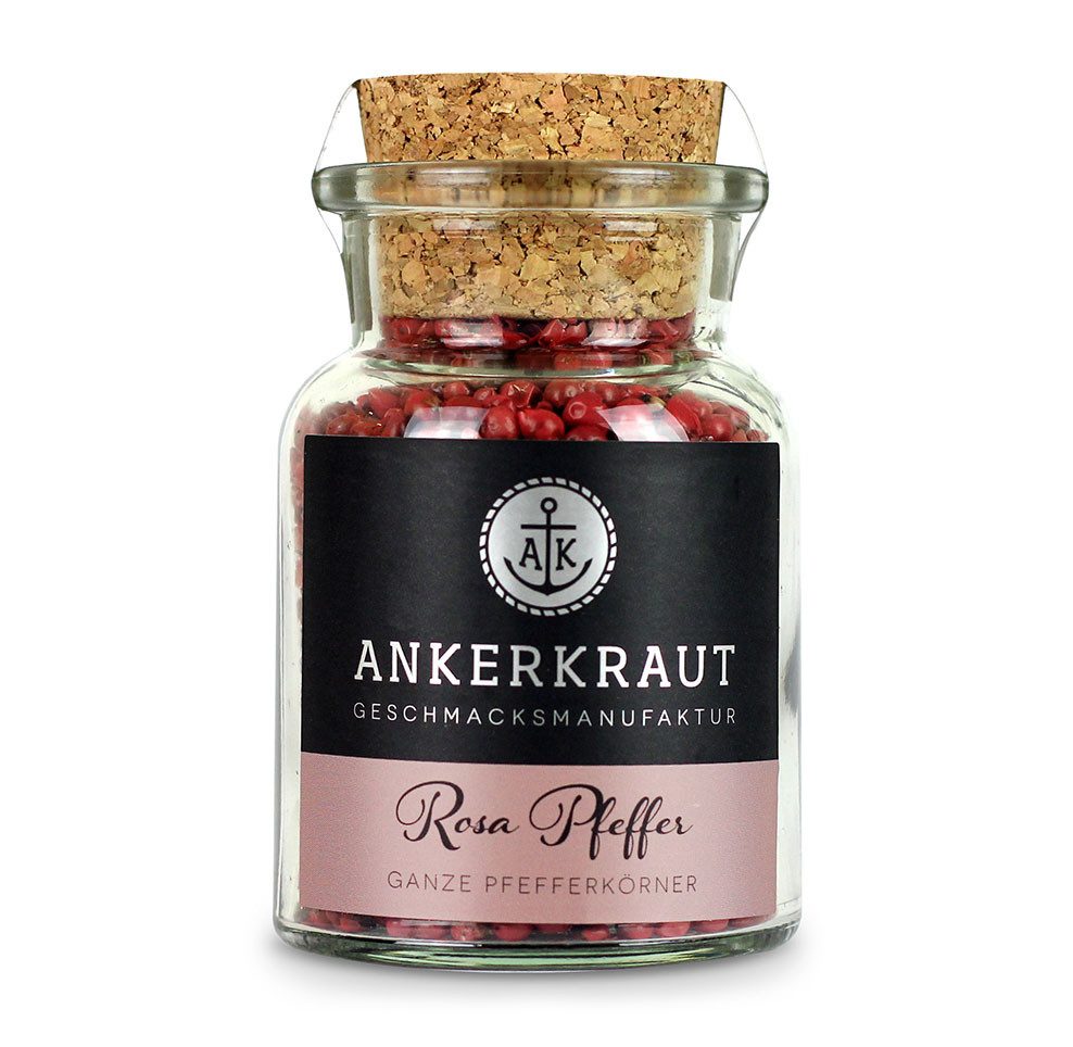 Ankerkraut Gewürz Rosa Pfeffer (Schinusbeere), Rosa Pfeffer (Schinusbeere), 45g im Korkenglas