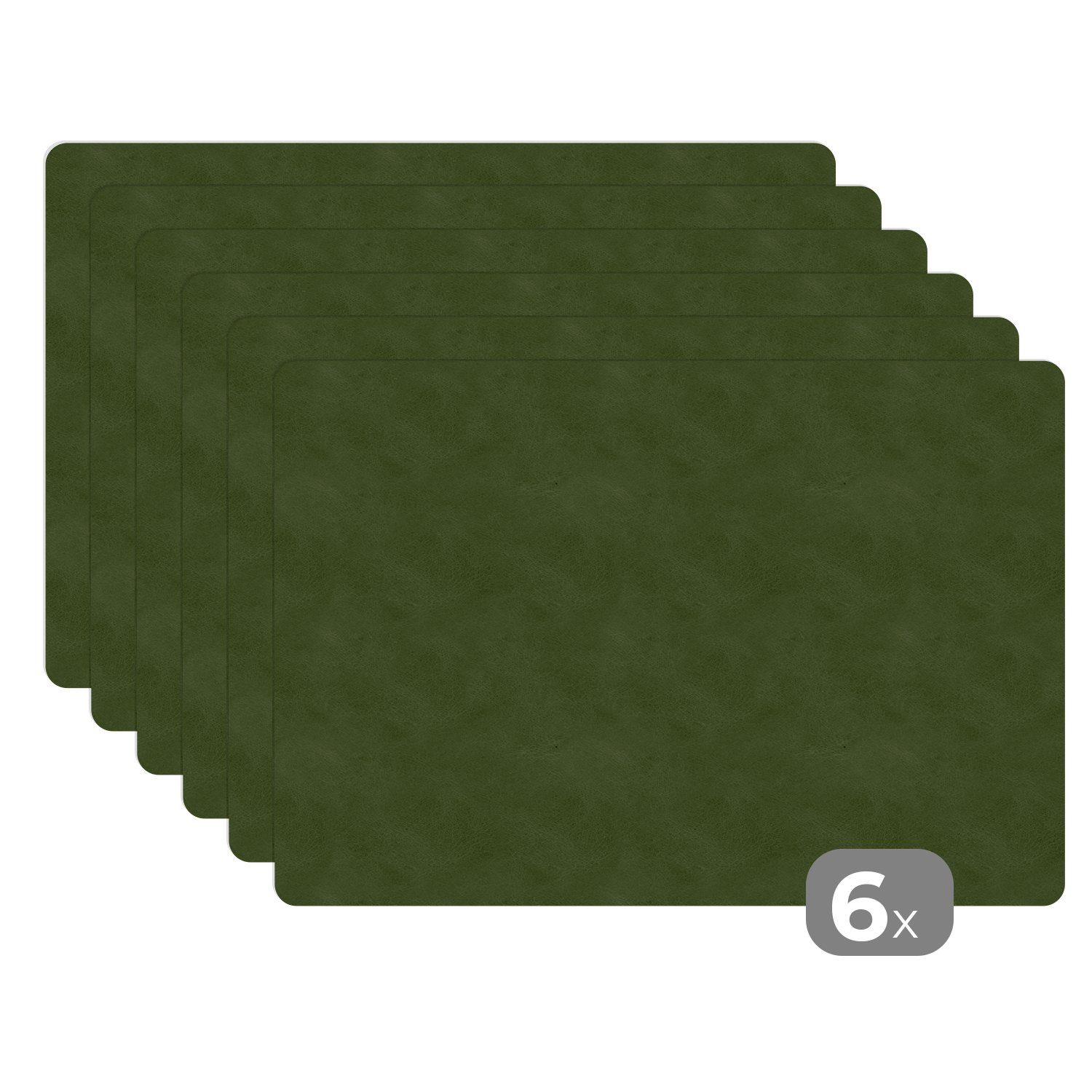 MuchoWow Platzset Leder - Grün - Tiere, (6-St), Platzsets, Tischset, Abwaschbar, Tischsets, Platzdeckchen