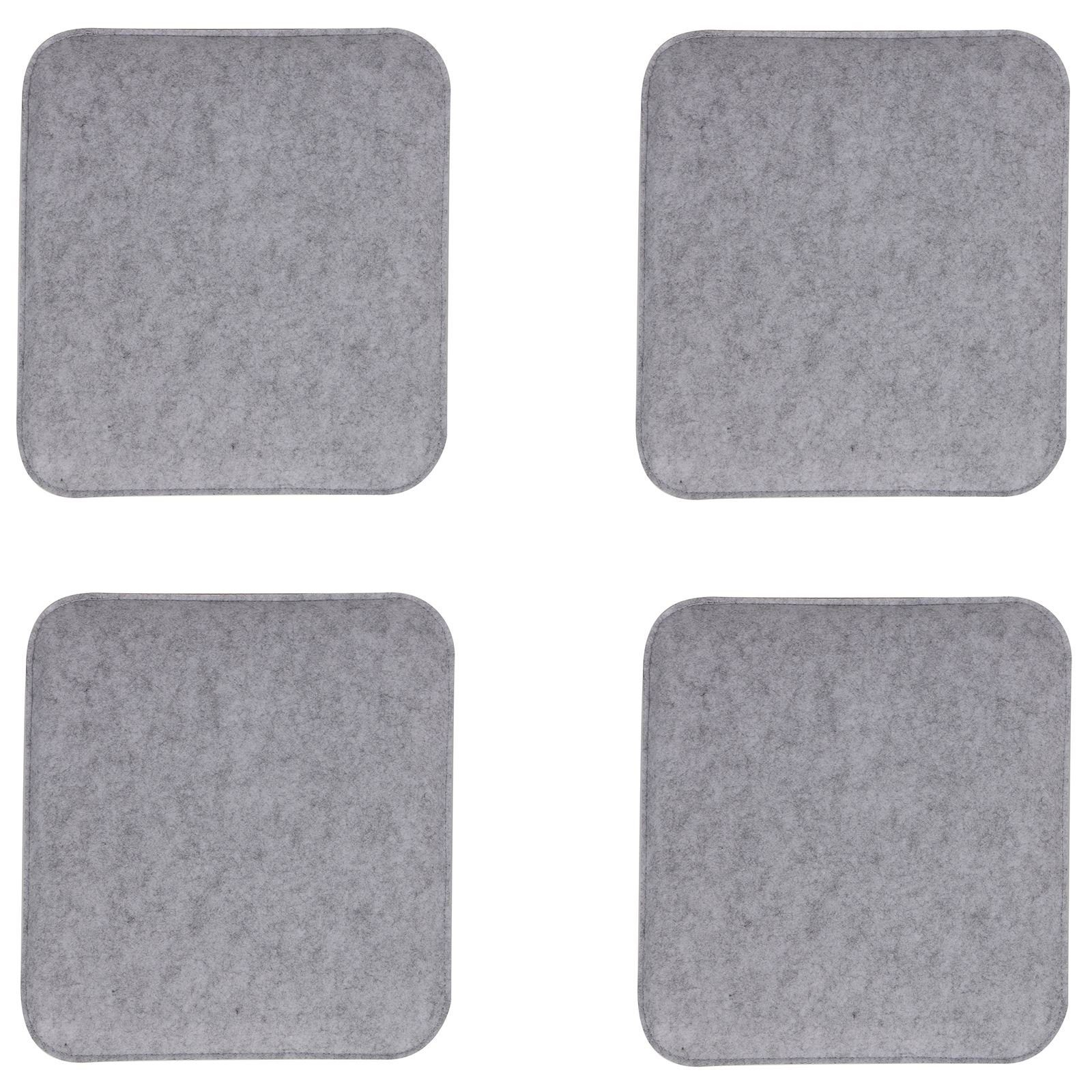 4er Sitzkissen grau Sitzkissen quadratisch Pack Sitzpolster Stuhlkissen IDIMEX ROMEO-4, Filzstoff