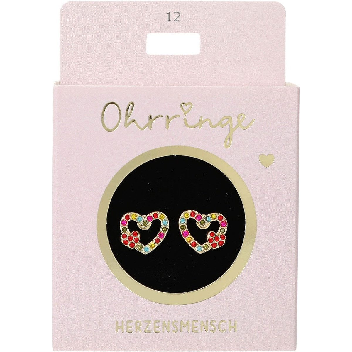 Depesche Ohrring und Ketten Set DEPESCHE Ohrringe Glitzer Bunte Herzen Herzensmensch Nr. 12