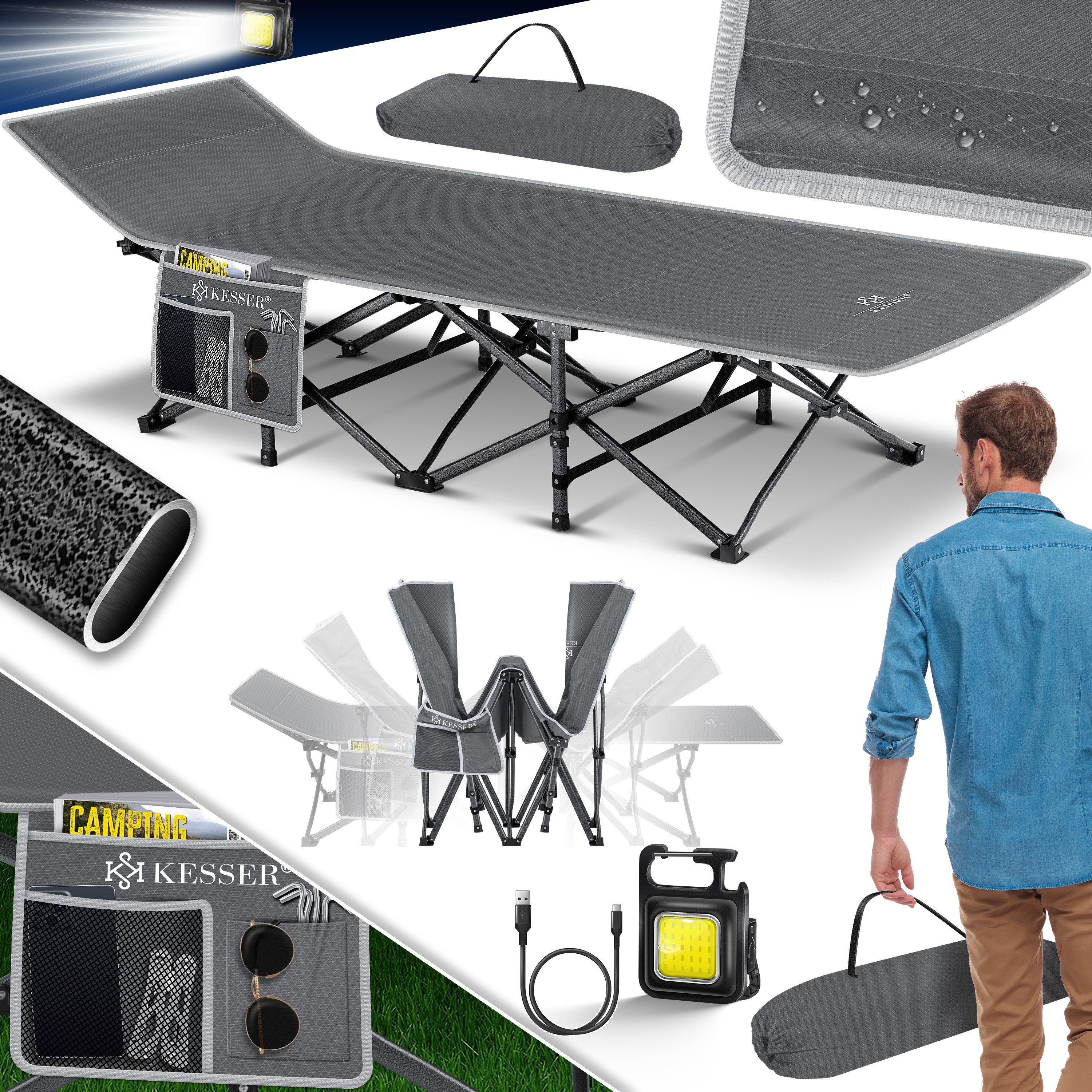 KESSER Campingliege Campingbett Feldbett Klappbar Klappbett günstig online kaufen