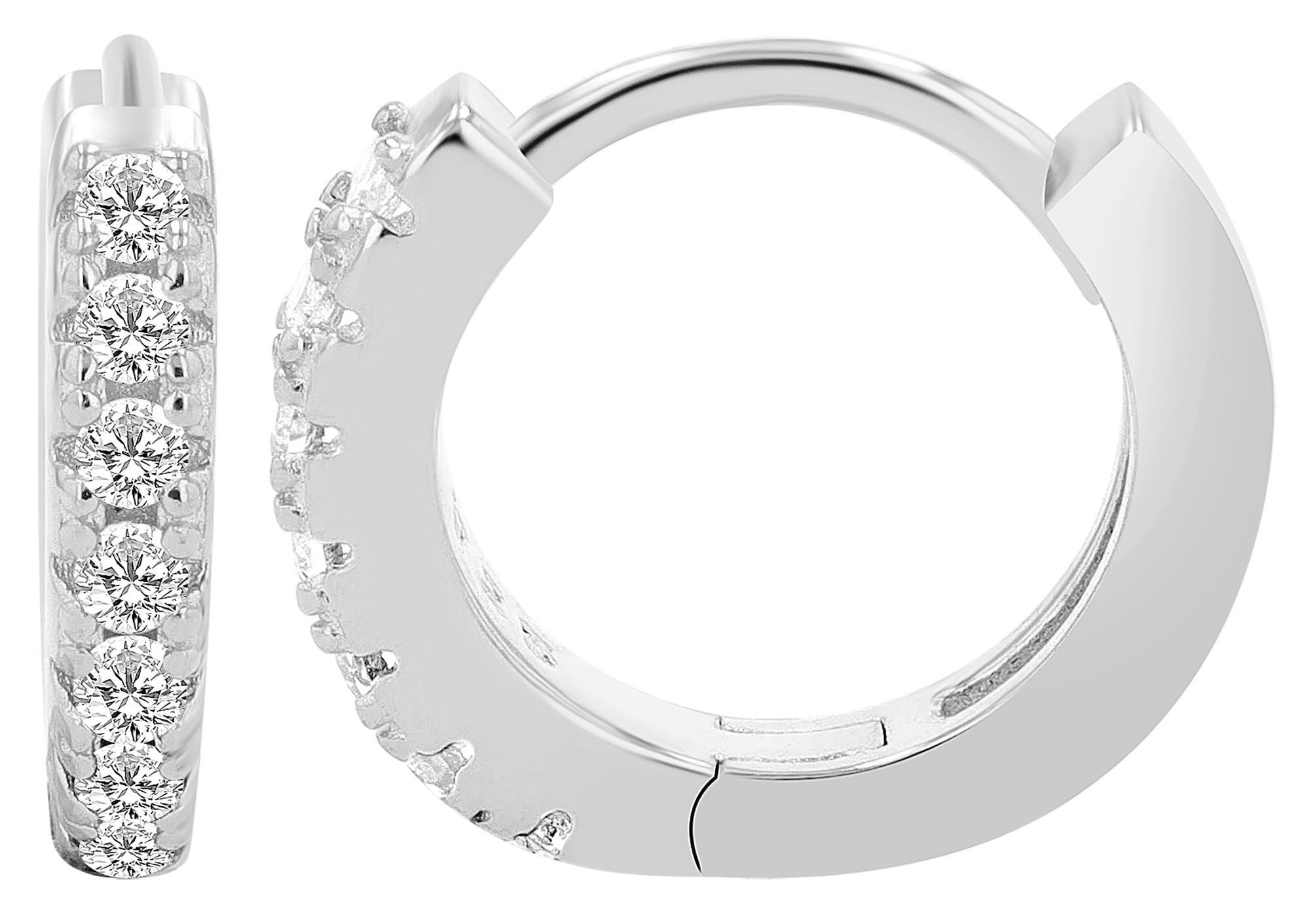 Adelia´s Klappcreolen Ohrringe – Klappcreole aus 925 Silber mit Zirkonia, Ein stilvolles Geschenk für besondere Momente