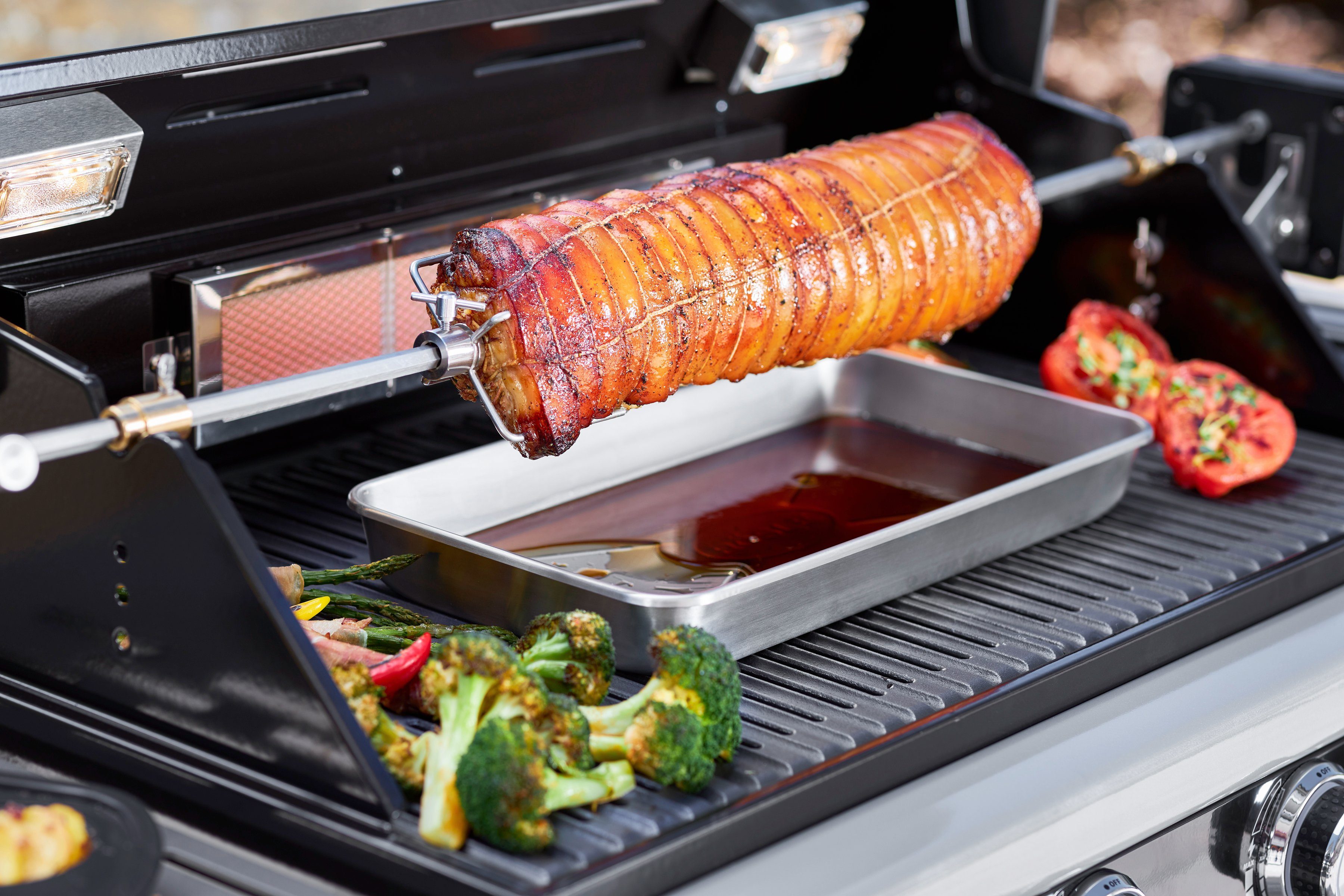RÖSLE Drehspieß Premium, 25436, für BBQ-Stationen VIDERO G4/G6 und MAGNUM G4, Edelstahl