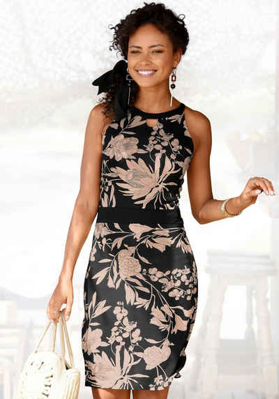LASCANA Druckkleid mit floralem Print, kurzes Sommerkleid, Strandkleid, figurbetont
