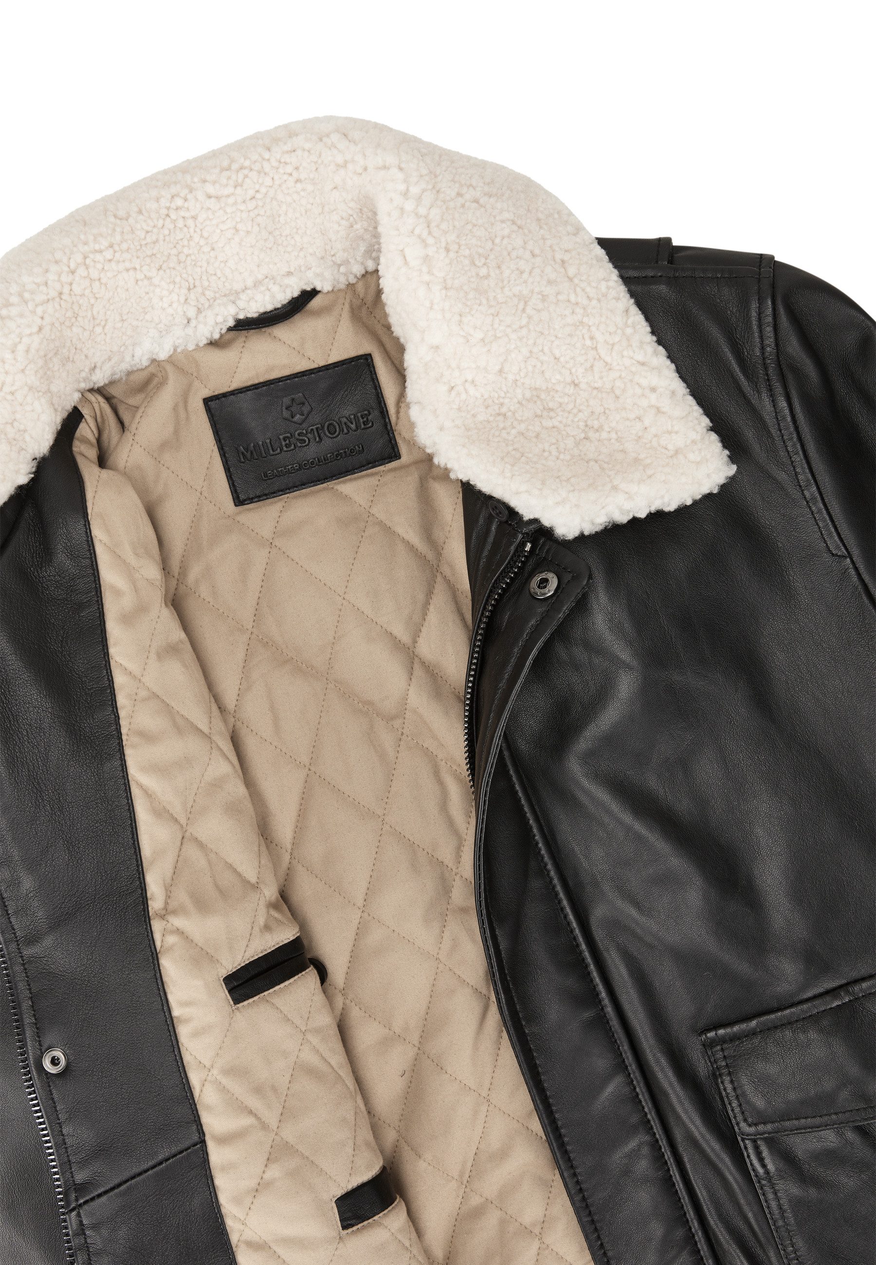 Milestone Lederjacke MSAlfio Herren Bikerjacke Jacke Leder normale Passform