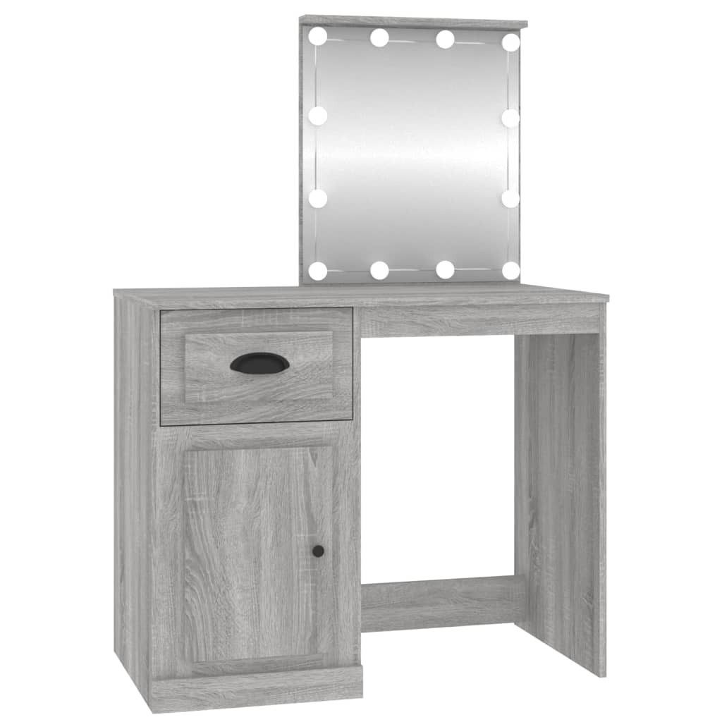 Schminktisch Schminktisch mit LEDs Grau Sonoma 90x50x132,5 cm Holzwerkstoff