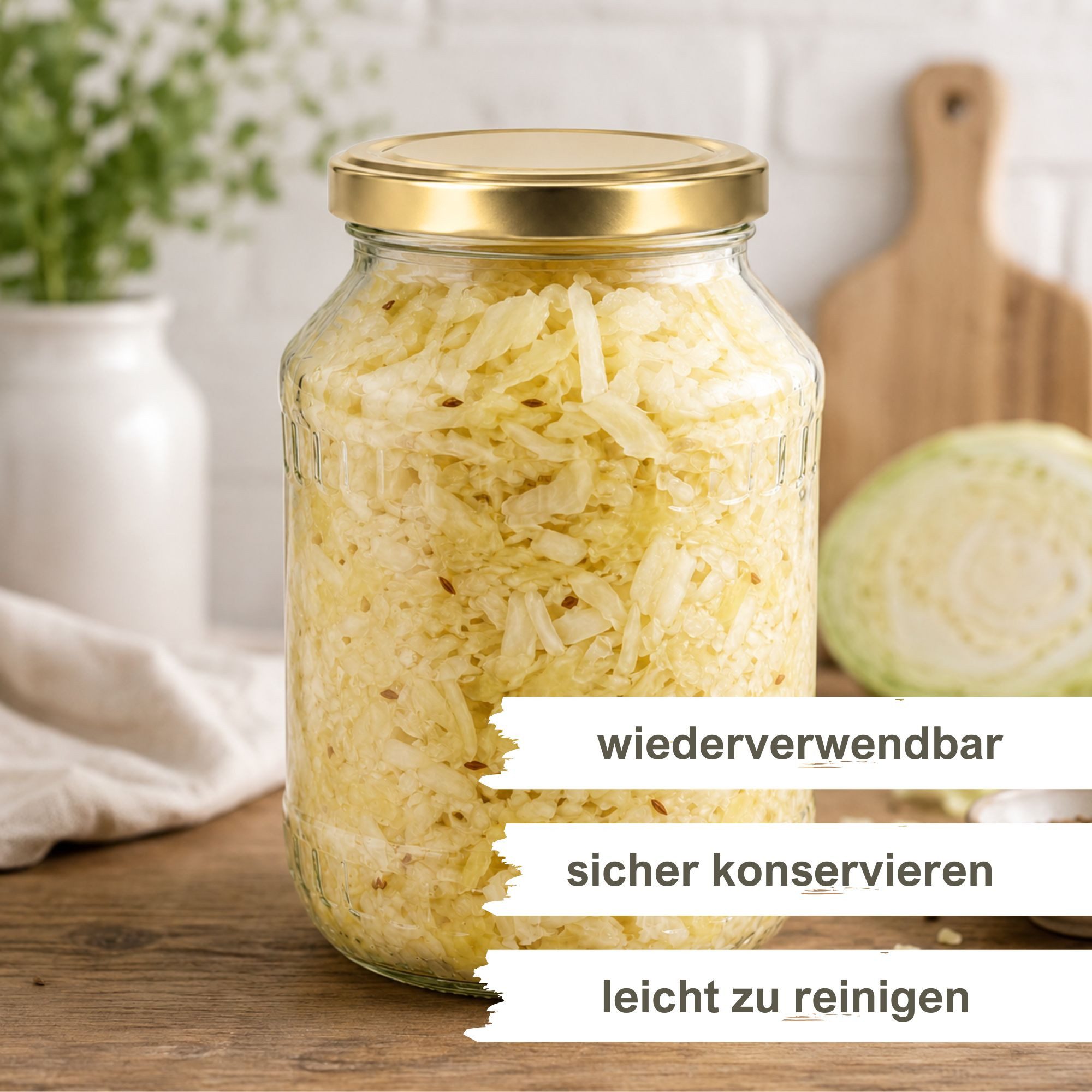 mikken Einmachglas 4 große Vorratsgläser 2650 ml, (Spar-Set, 4er Set Einkochgläser), mit Twist-Off Deckel TO100 und 4 Etiketten zum Beschriften – Bild 2 von 5