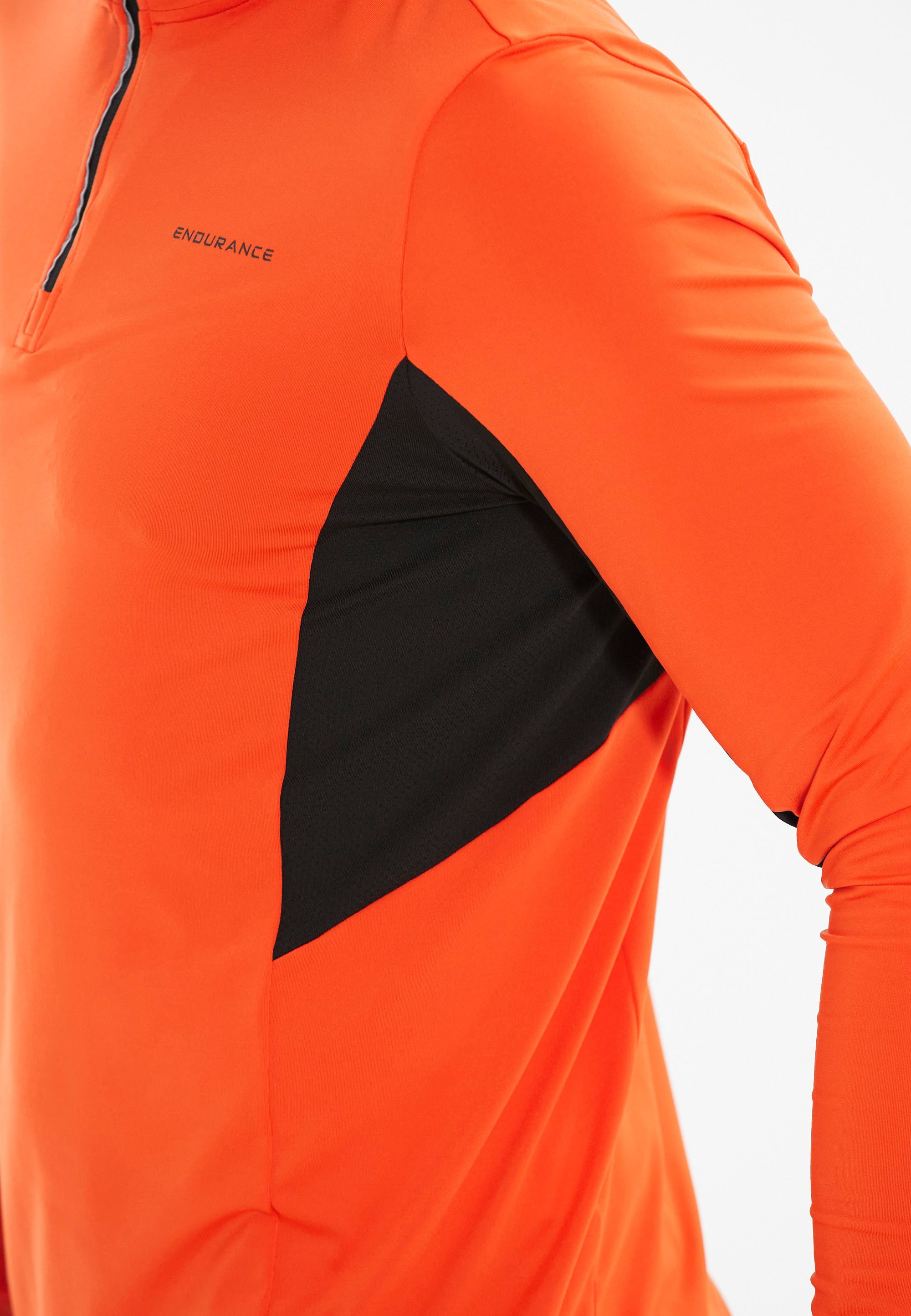 Langarmshirt mit (1-tlg) LANBARK Sportausstattung orange-schwarz hochwertiger ENDURANCE
