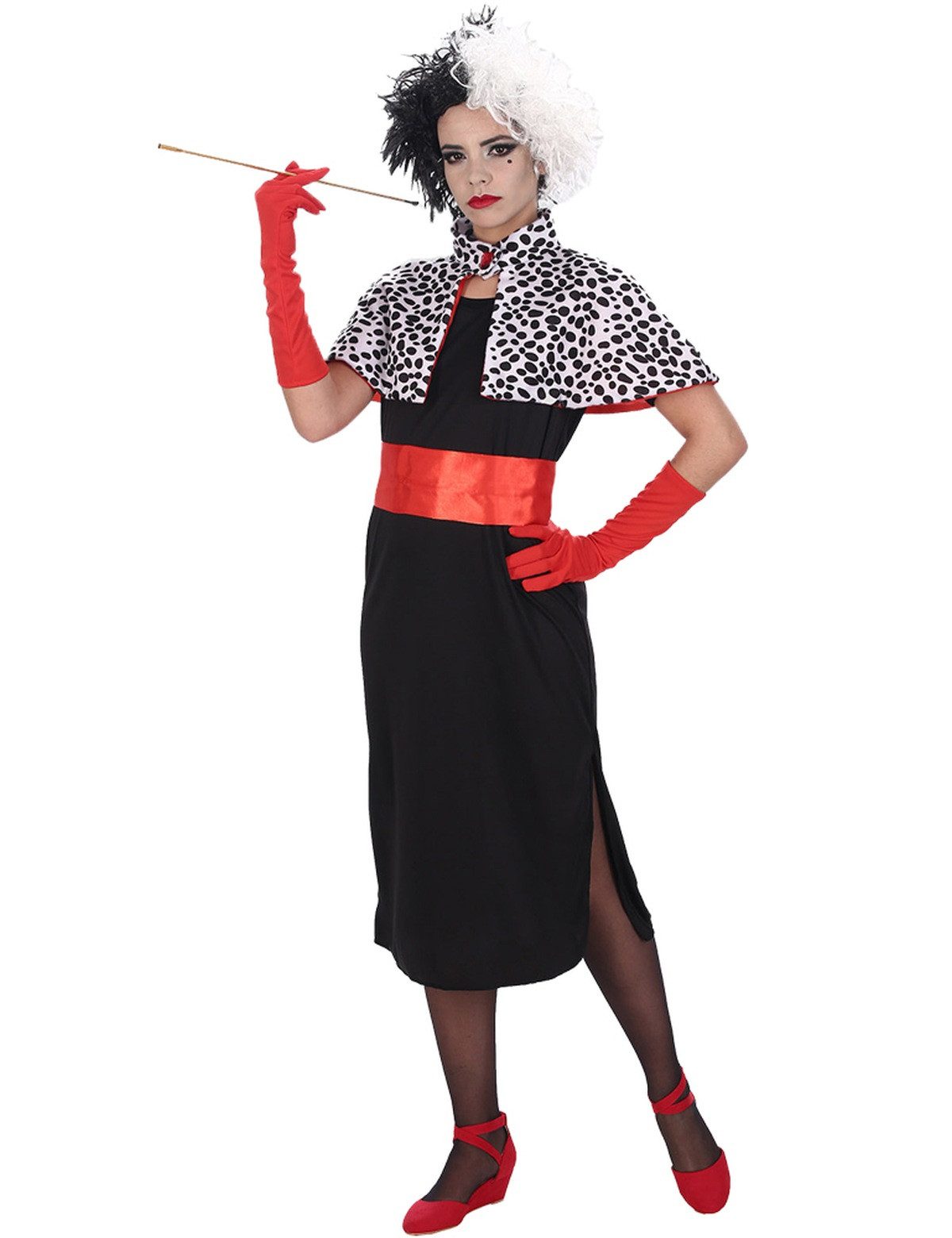 Kostüm Bösewichtin 'Cruella' Kostüm für Damen - 5-tlg.