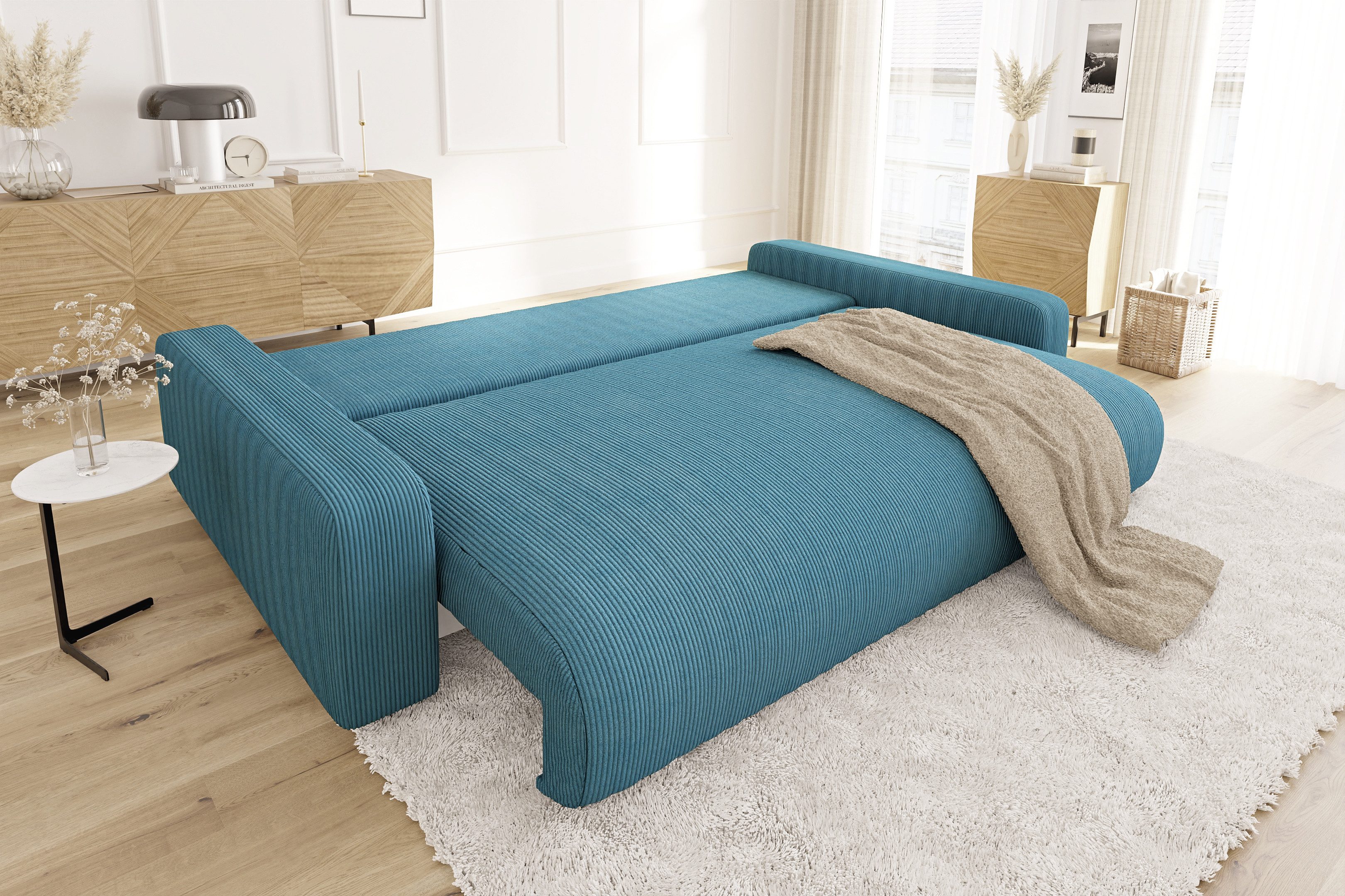 S-Style Möbel Schlafsofa Emma mit Bettkasten in Cord-Stoff – Bild 5 von 5