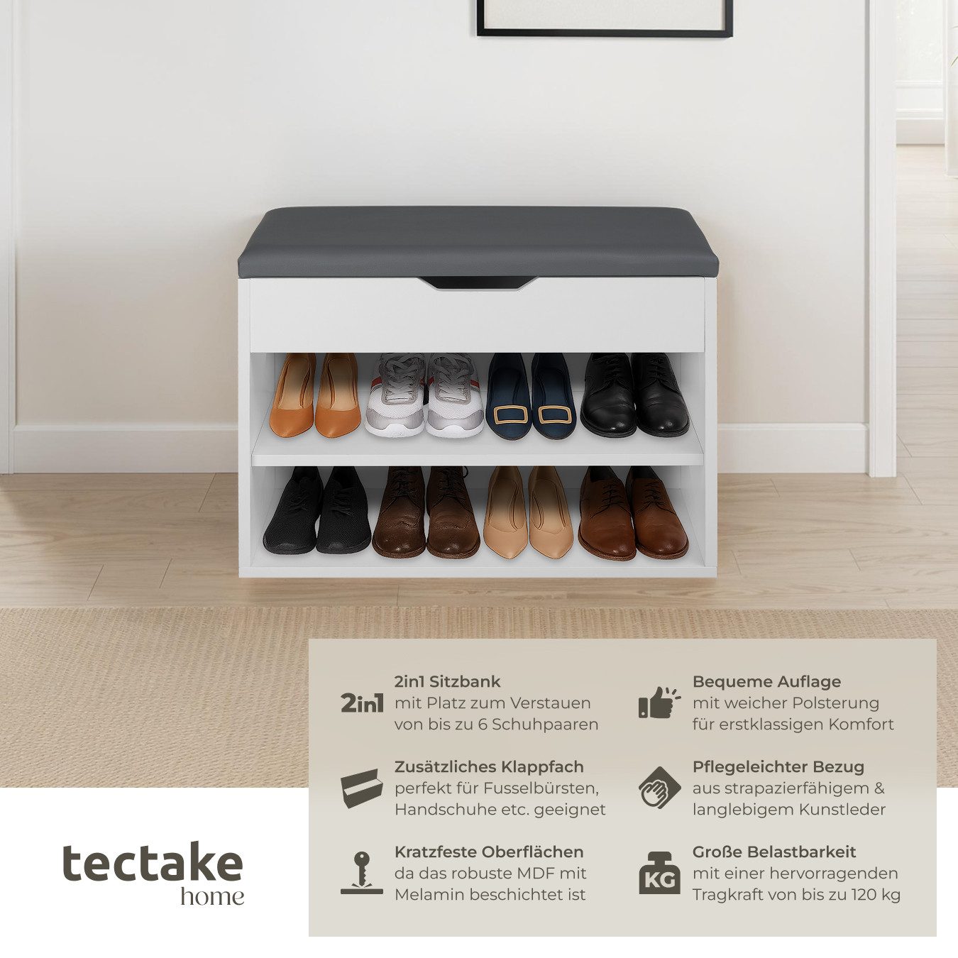 tectake Schuhschrank Schuhbank (Komplettset, 1-St., inkl. günstig online kaufen