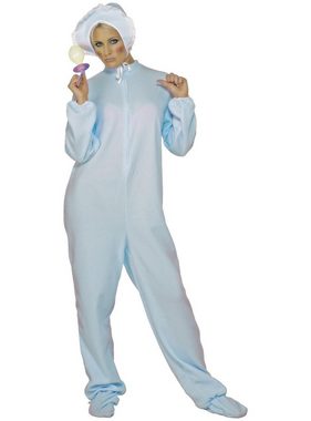 Smiffys Kostüm Strampler für Erwachsene hellblau, Strampelanzug für Riesenbabys