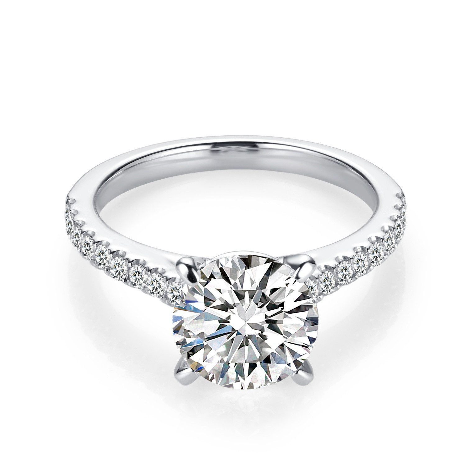 Sternvoll Verlobungsring Solitär-Ring Goldring 2,38 ct Labordiamant IGI-zertifiziert 18K Gold, Solitär, Pavé-Schiene, 4er-Krappe, IGI-zertifiziert, 18K Gold