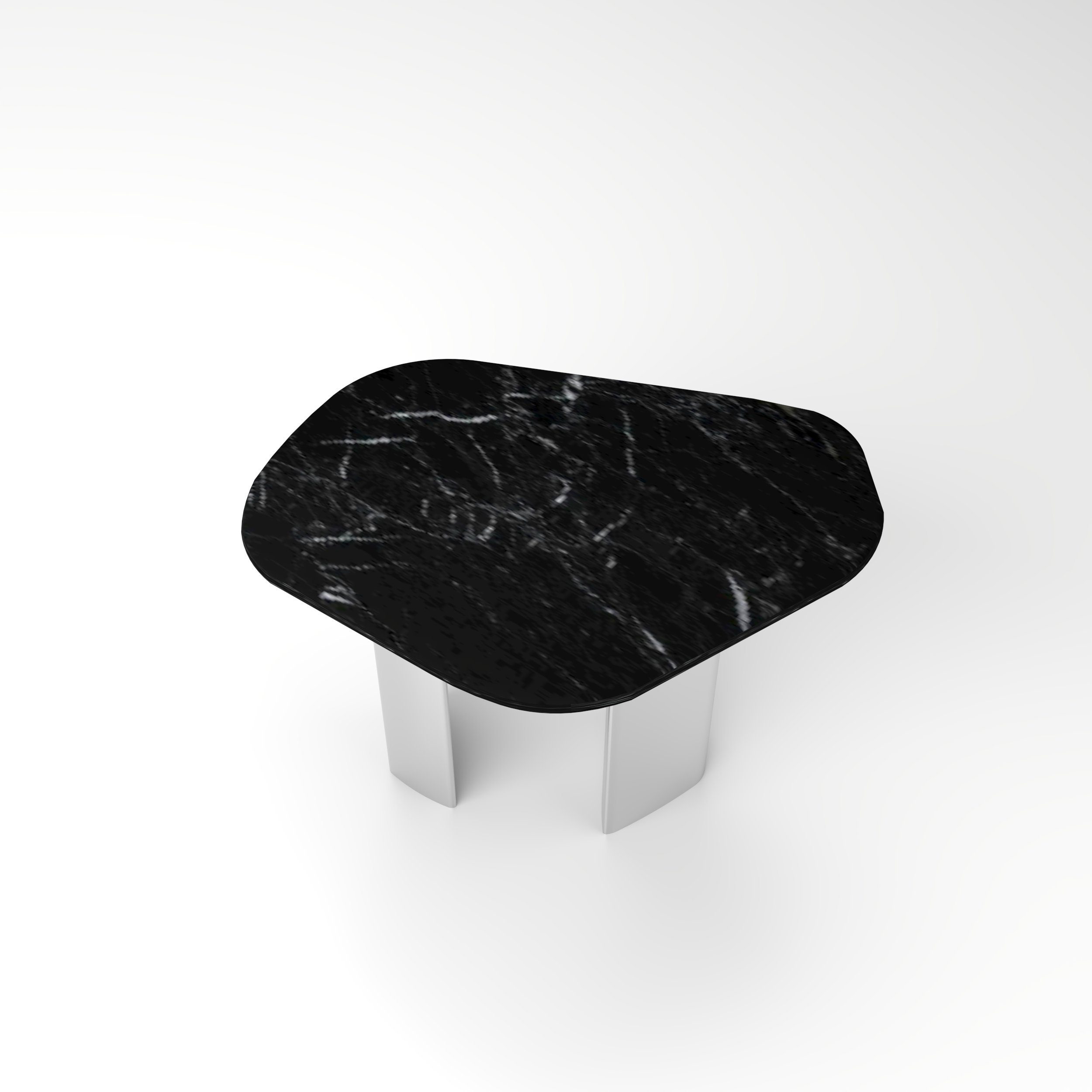 D'arte Stone asymmetrischer Beistelltisch silber MILAM Marmor-Beistelltisch