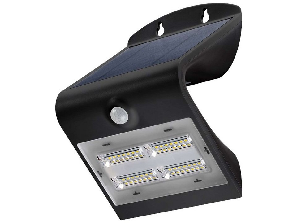 Goobay LED Solarleuchte LED Solar Außenstrahler mit Bewegungsmelder 3,2 W  Scheinwerfer, LED fest integriert, Neutralweiß, 4000 K / 400 lm /  Hochwertiges Solarpanel / Schwarz, Solarlampe mit moderner, neuer  Stromlinienform und schönem Lichteffekt
