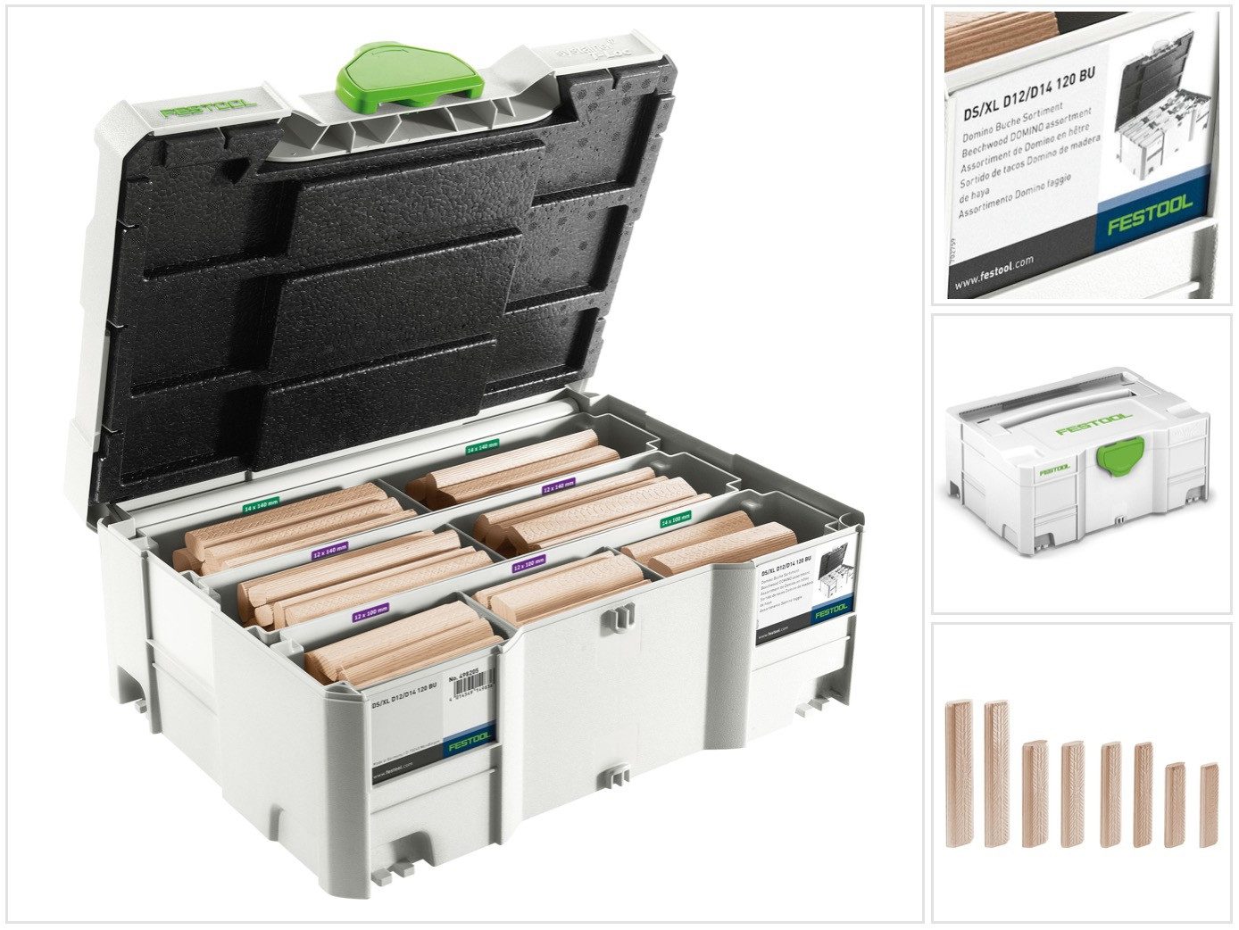 FESTOOL Universaldübel Domino XL Sort. DS/XL D12/D14 Dübel Buche 128 Stk. BU im Systainer