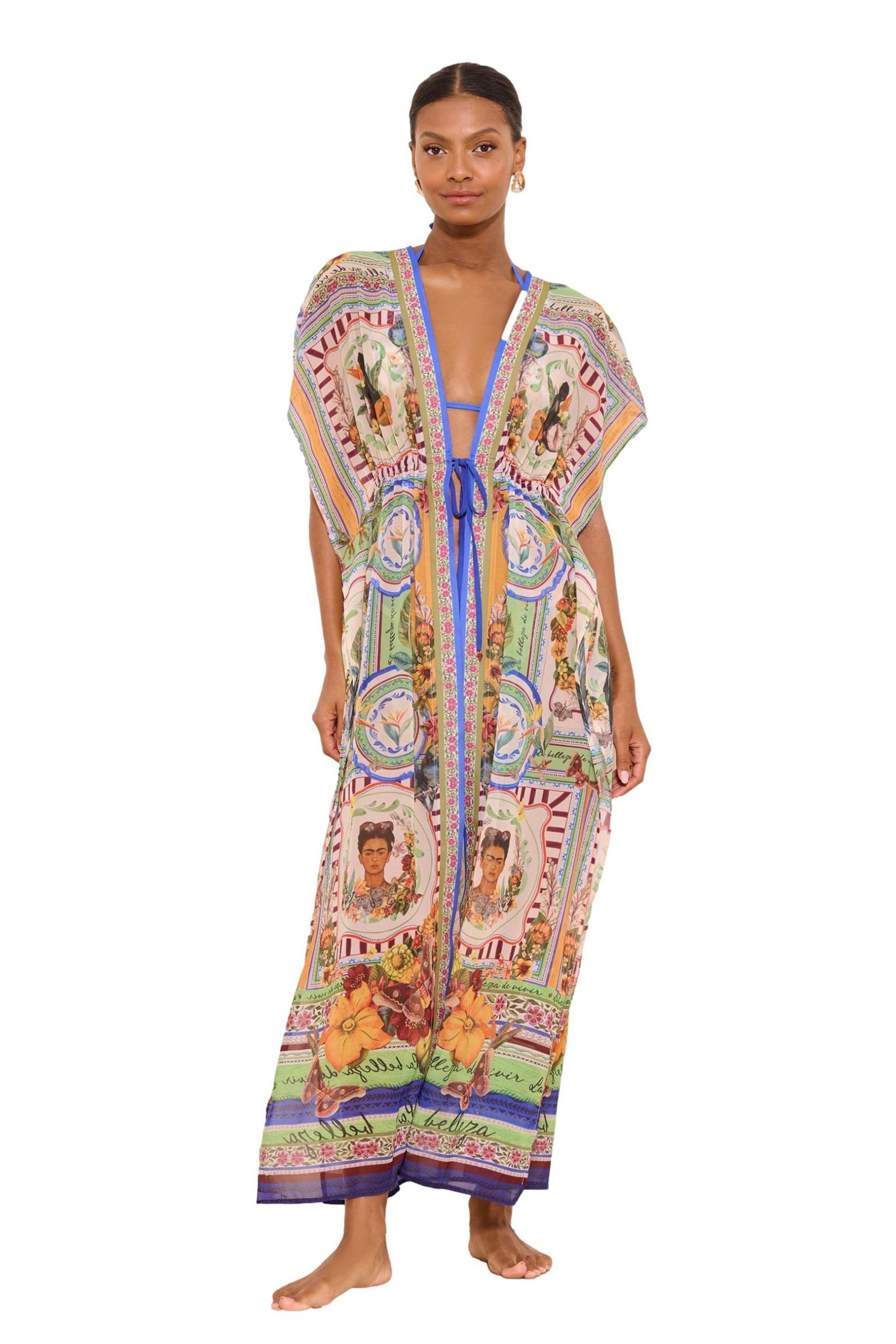 LIPSY Strandkleid Lipsy Maxi-Strandkleid mit Print & Bindegürtel (1-tlg)