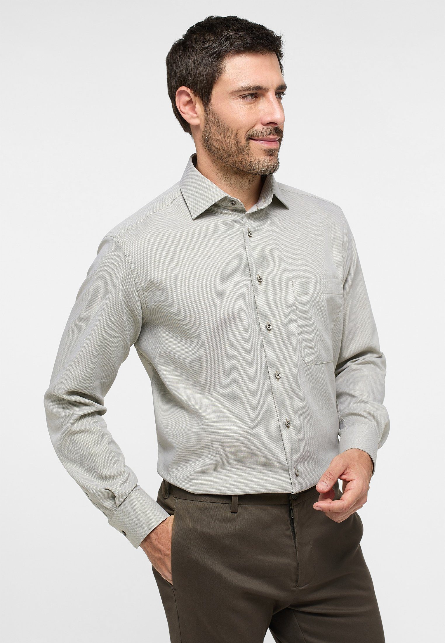 Langarmhemd FIT Eterna COMFORT khaki