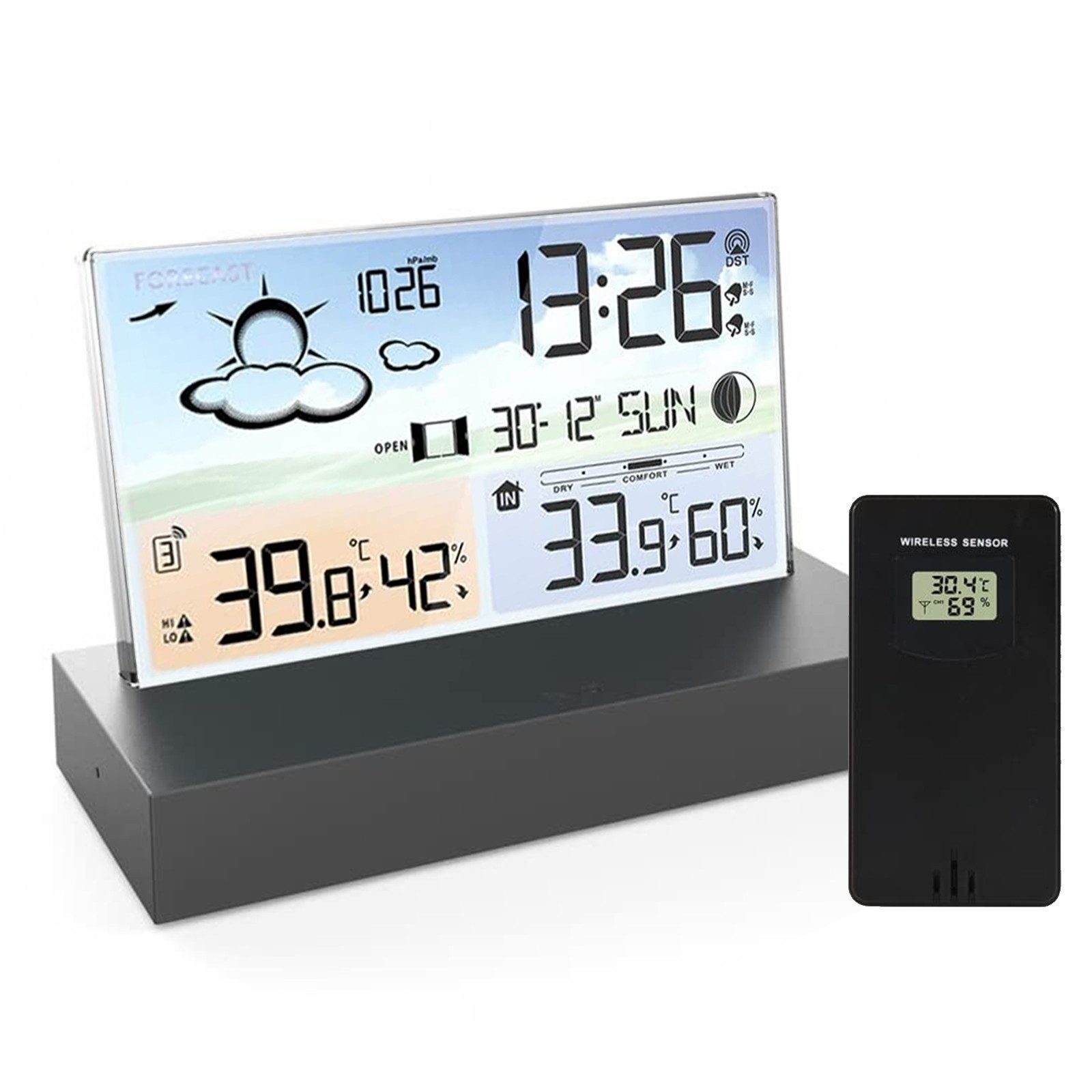 Wetterstation Digitale Wetterstation Funk mit Außensensor Innen- und Außentemperatur
