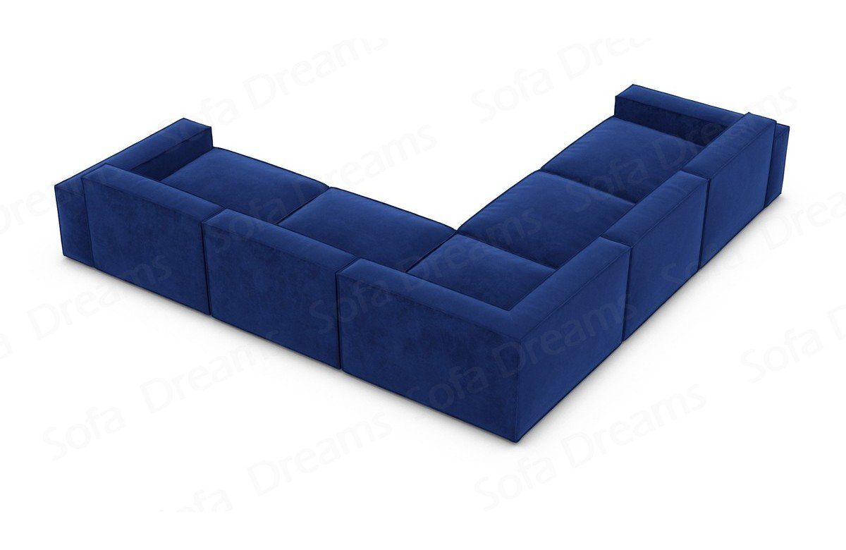 Dreams Ecksofa Eckcouch Samtsofa L dunkelblau-MO77 Loungesofa Polsterecksofa Sofa Formenta Sofa Form Stoff Stoffsofa,