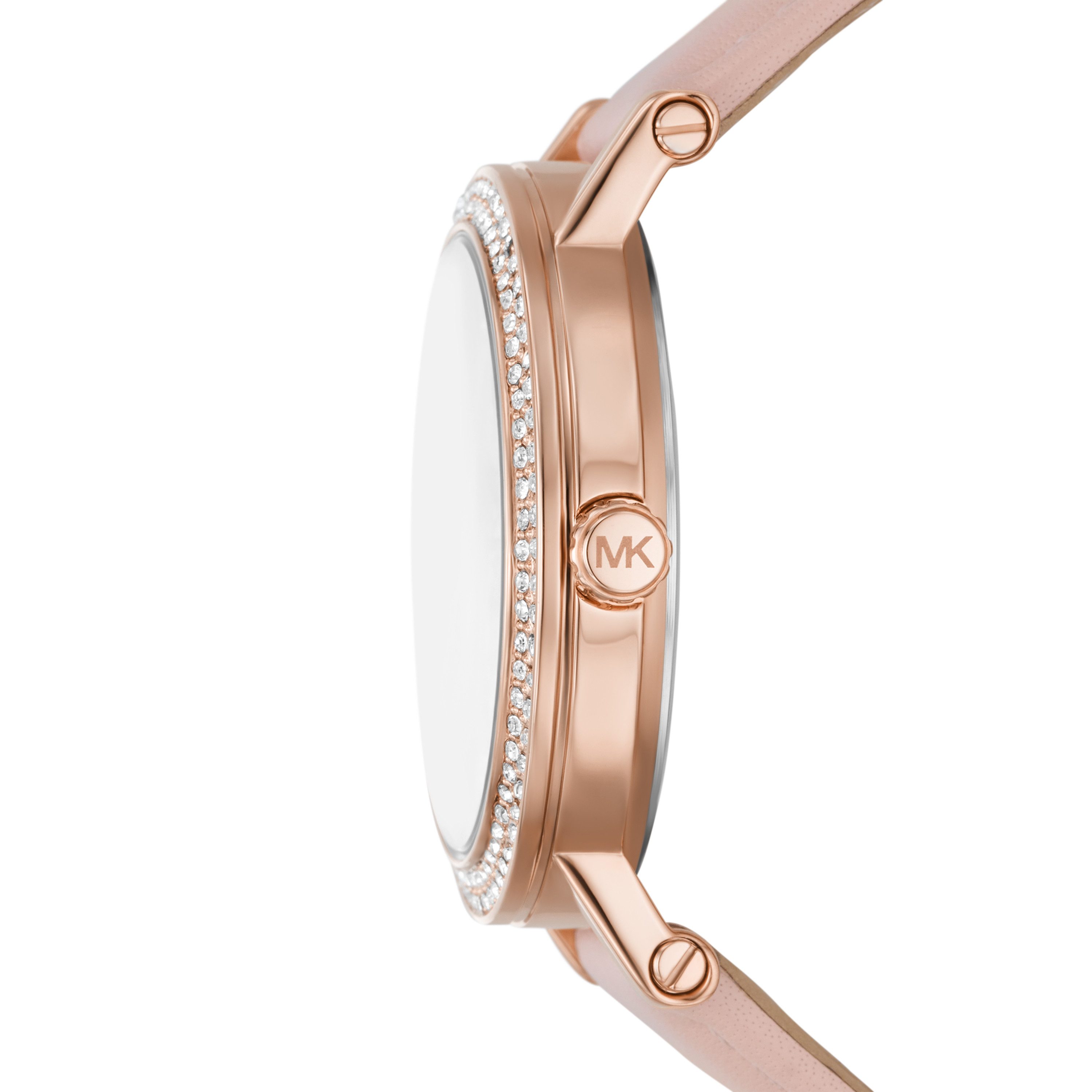 MICHAEL KORS Quarzuhr COREY MK7552, Armbanduhr, Damenuhr, Lederarmband, analog, Glassteine