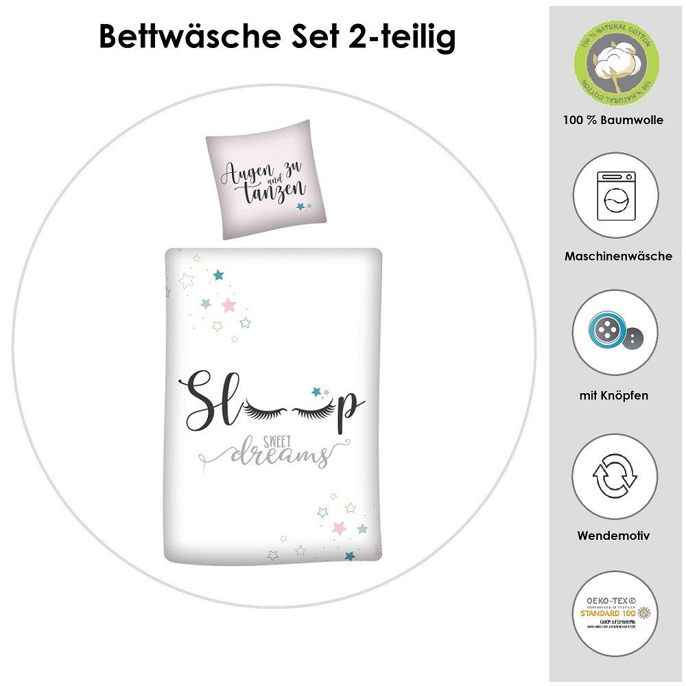 Familando Kinderbettwäsche "Sleep" Sweet Dreams Rosa günstig online kaufen