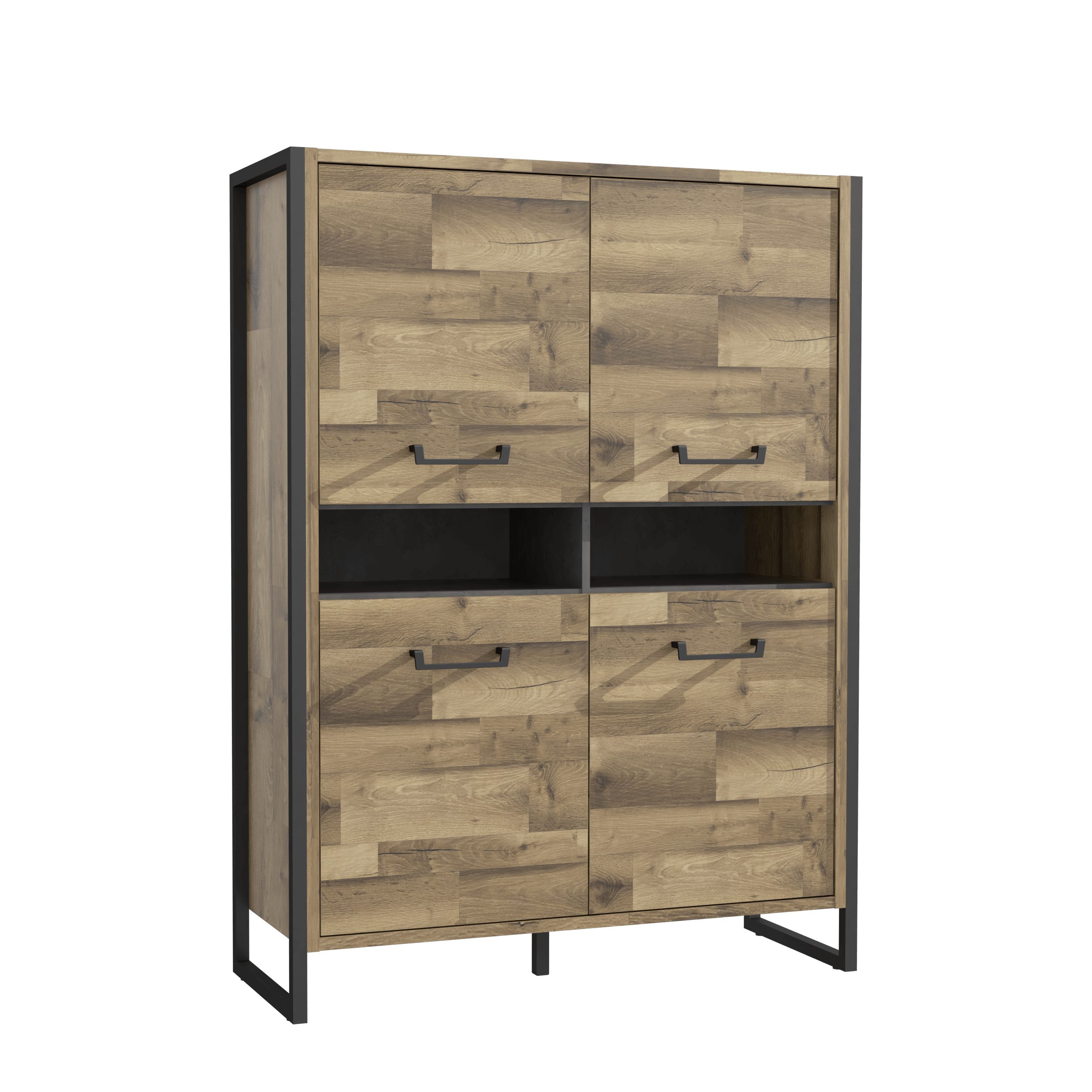 Newroom Highboard Carmen, Highboard Stabeiche und Betonoptik Modern Kommode Sideboard