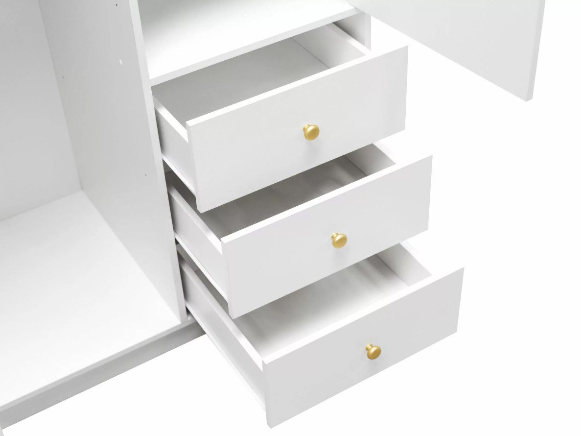 Beautysofa Kleiderschrank mit Spiegel und 3 Schubladen (Zur Auswahl: zweitürig, dreitürig oder viertürig, verschiedene Farben) Höhe 200 cm
