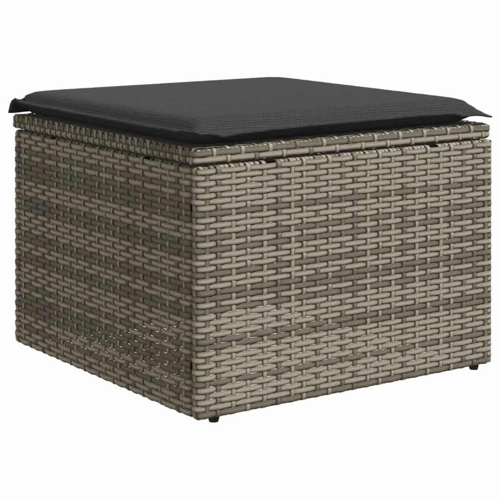 vidaXL Hocker Gartenhocker mit Kissen Grau 55x55x37 cm Poly Rattan (1 St)
