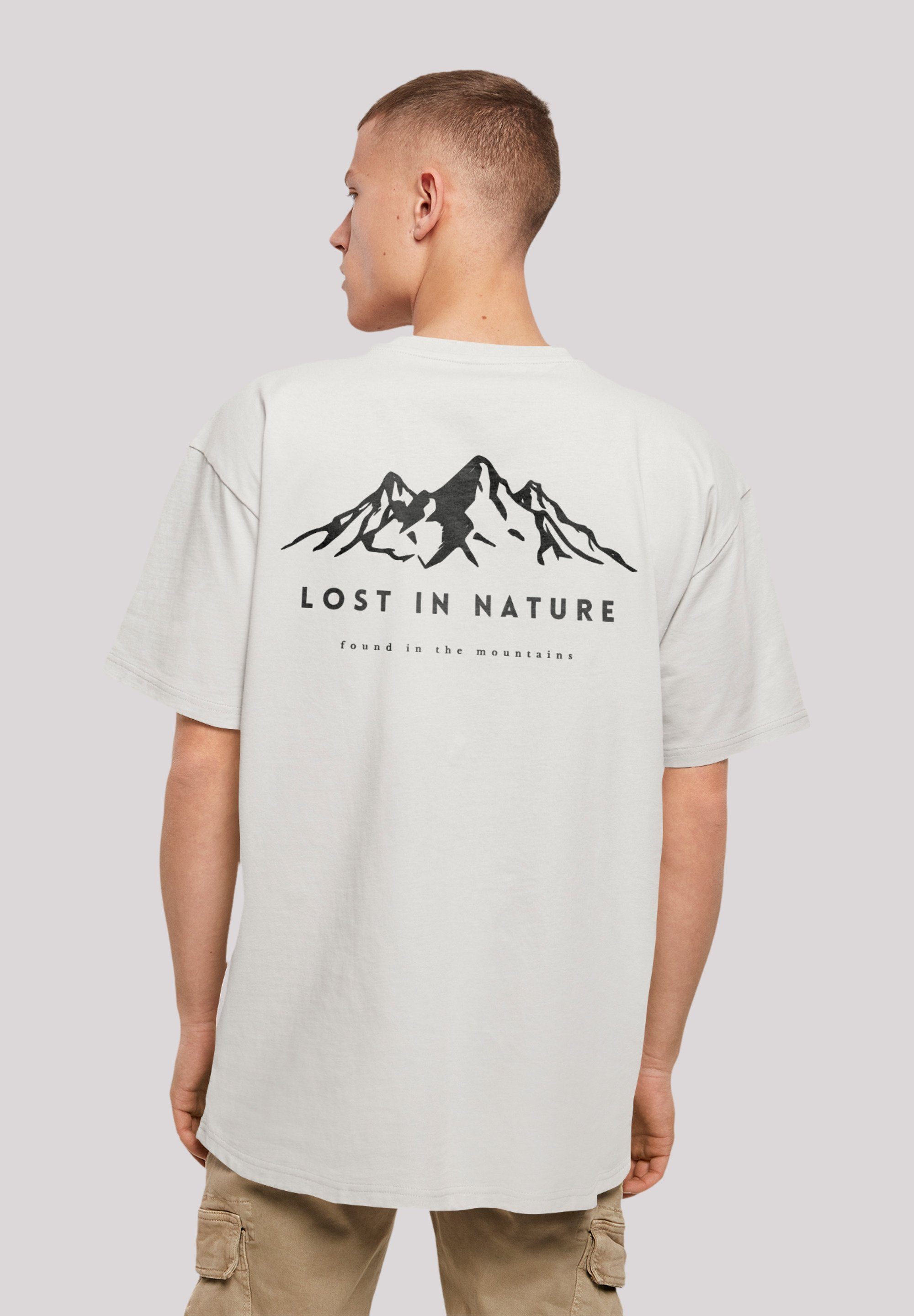 und Print, Weite nature Schultern T-Shirt F4NT4STIC Passform überschnittene Lost in