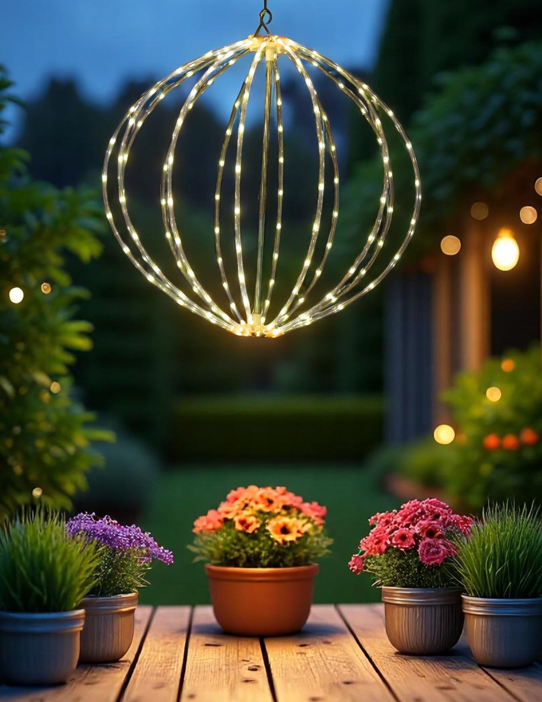 Star-Max Gartenleuchte LED Kugel 40cm 160 warmweißen LED, IP44, 3m Zul., Ti günstig online kaufen
