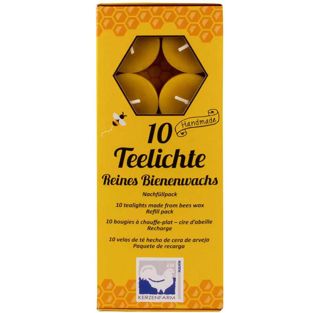 Kerzenfarm Hahn Teelicht Bienenwachs Teelichte Nachfüllpack, 10 Stk.