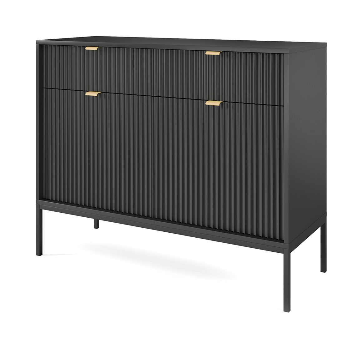 Feldmann-Wohnen Kommode Nova (1 St), 104cm schwarz 2-türig MDF