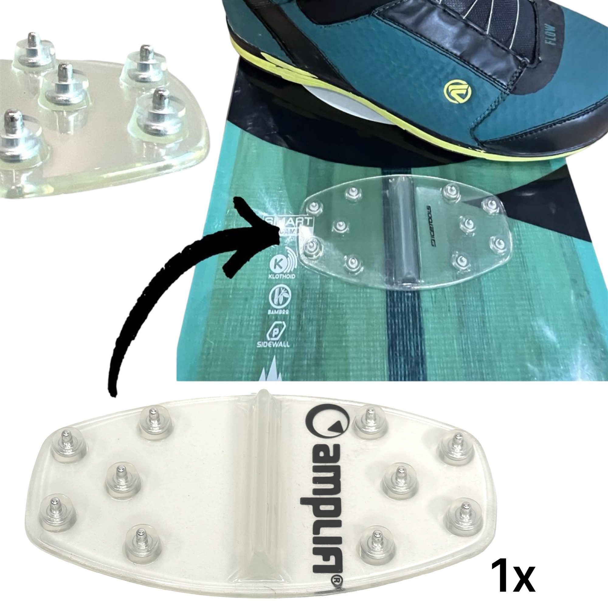 Amplifi Ski- und Snowboardträger Amplifi Grip Mat Snowboard Lift Hilfe Stomp Pad transparent