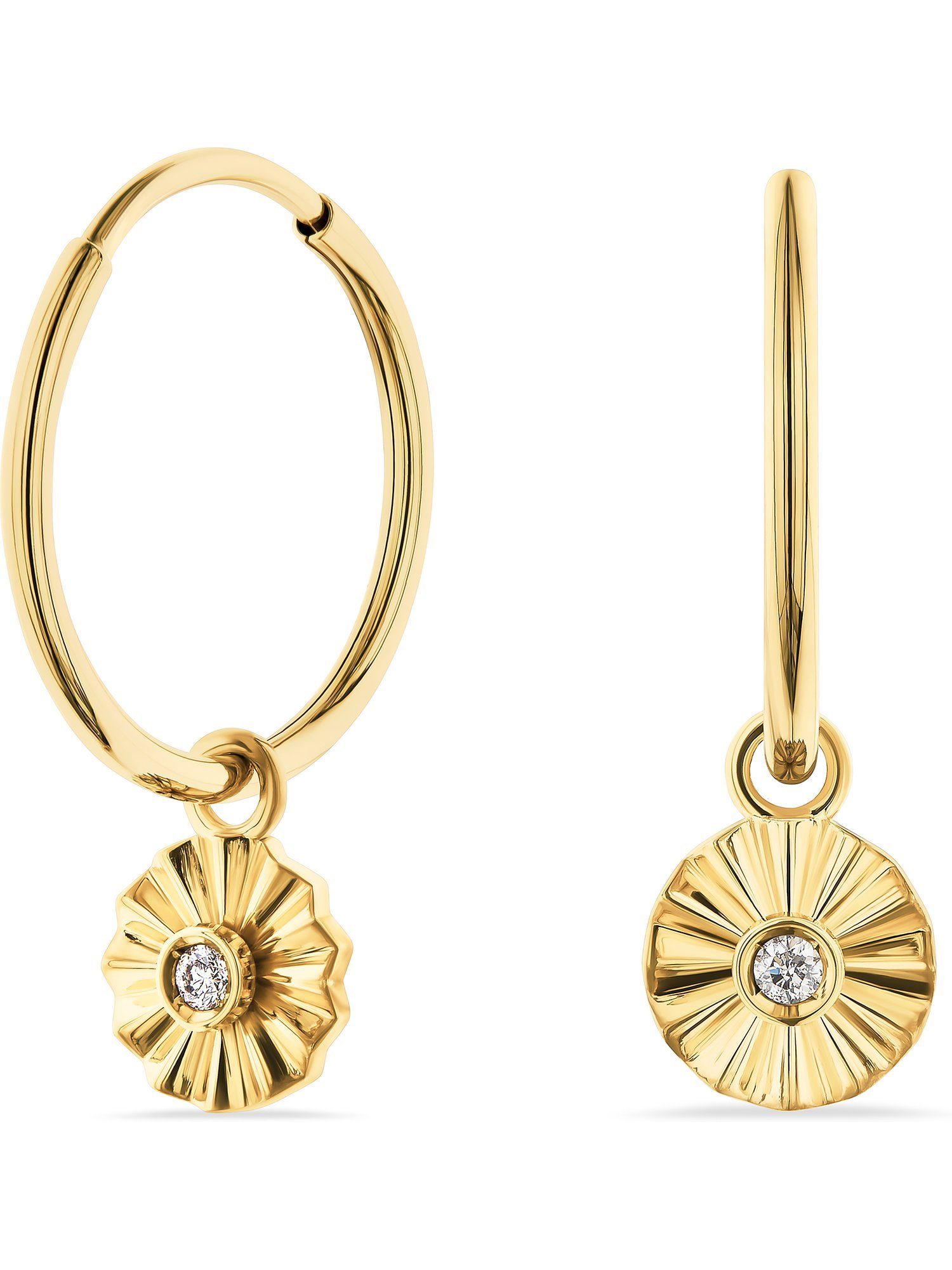 CHRIST Paar Creolen CHRIST Damen-Creole 375er Gelbgold 2 Diamant (Paar)