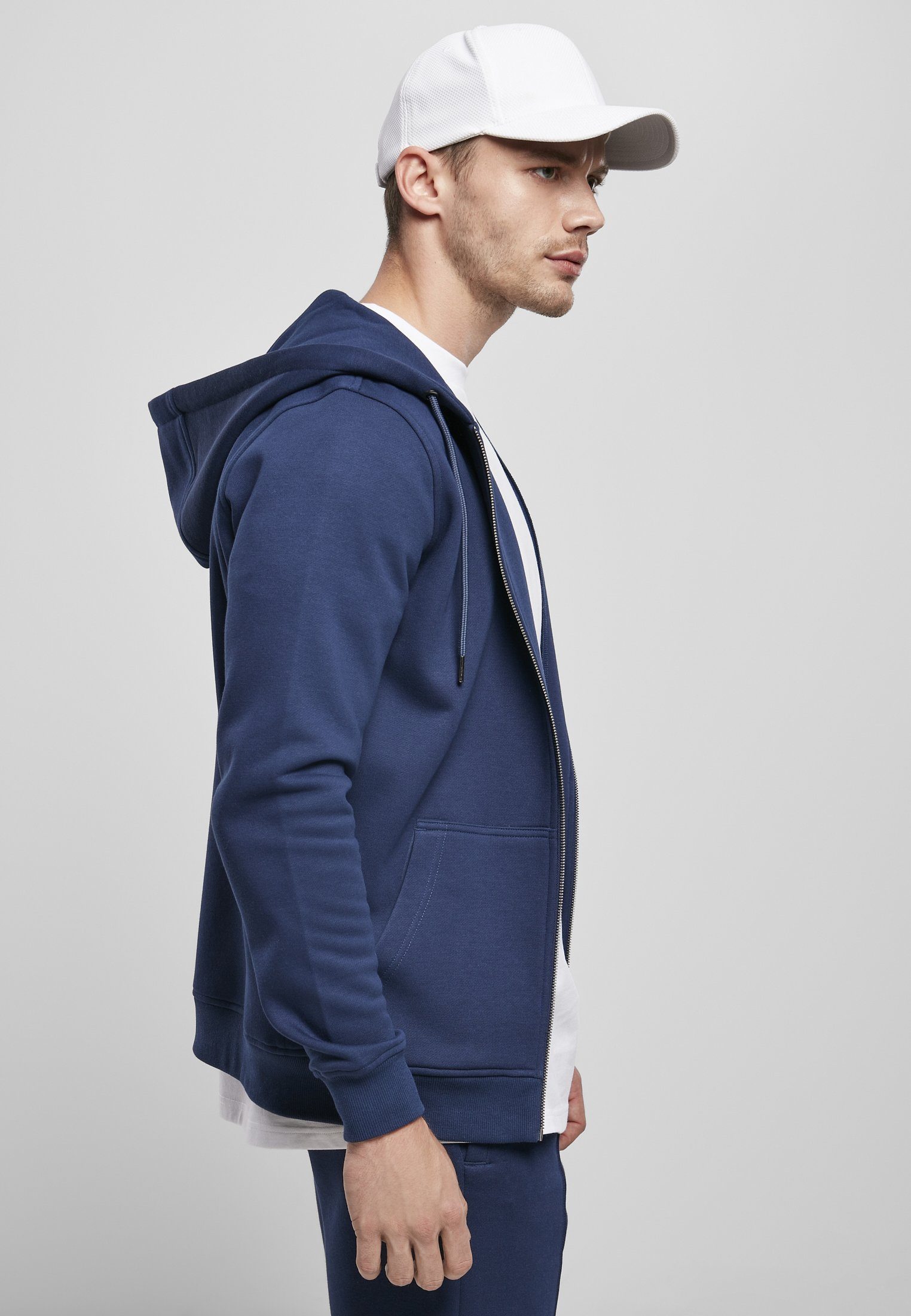 URBAN Herren Zip Sweatjacke Terry darkblue Hoody (1-tlg) Basic CLASSICS