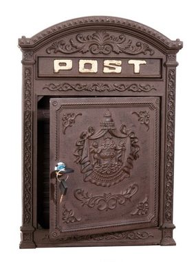 Aubaho Wandbriefkasten Briefkasten Wandbriefkasten Alu Nostalgie Postkasten braun antik Stil