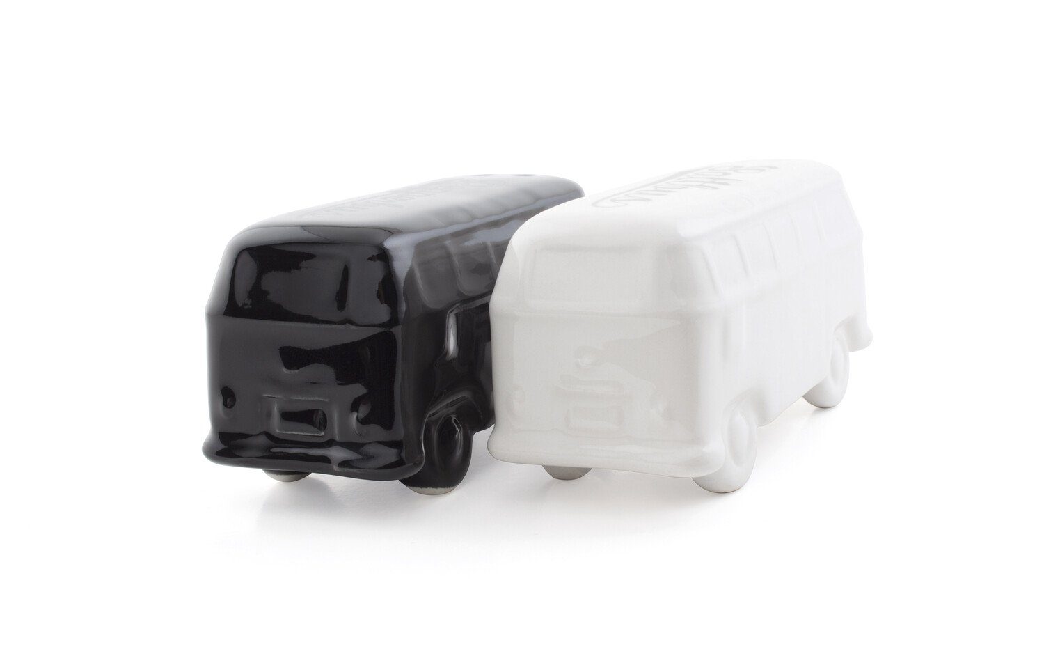 VW Collection by BRISA Salz- / Pfefferstreuer Volkswagen Salz- & Pfefferstreuer aus Keramik, im T1 Bulli Bus Design 2-teilig Classic Bus in Weiß & Schwarz