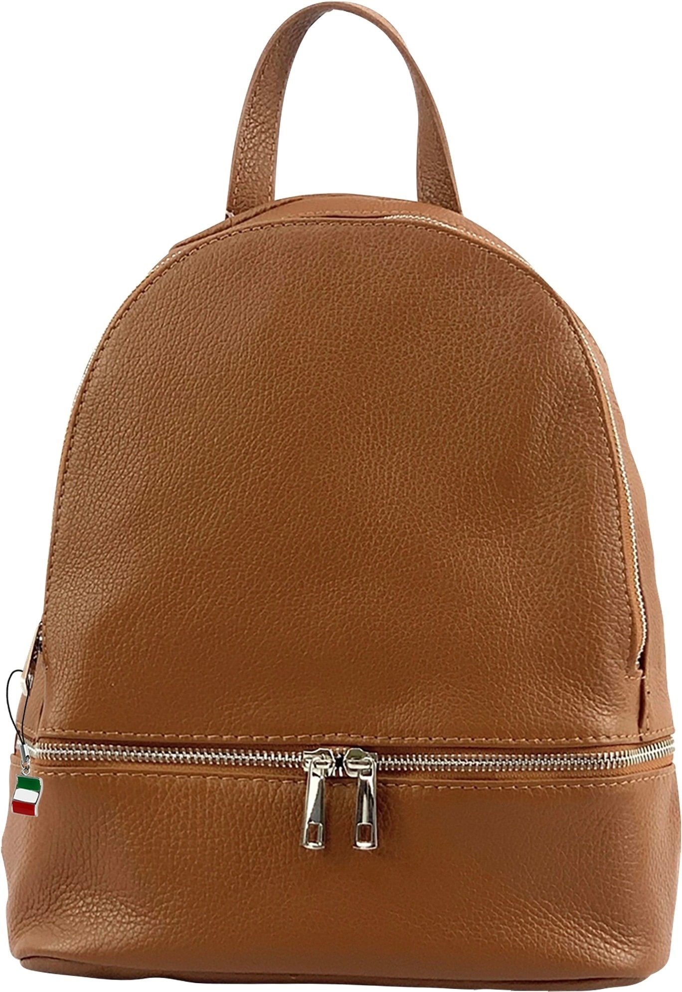 FLORENCE Cityrucksack Florence Rucksack Damen Echtleder (Cityrucksack), Damen Leder Cityrucksack, tan, hellbraun ca. 32cm