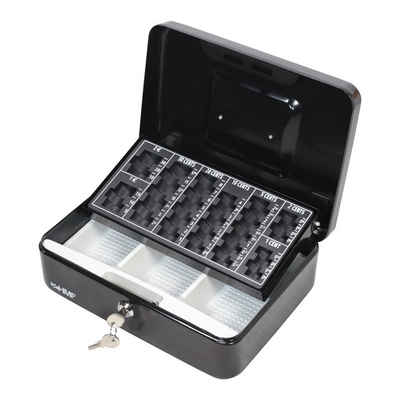 HMF Geldkassette abschließbare Bargeldkasse mit Münzzählbrett und Scheinfach, robuste Geldbox mit Schlüssel, 25x18x9 cm