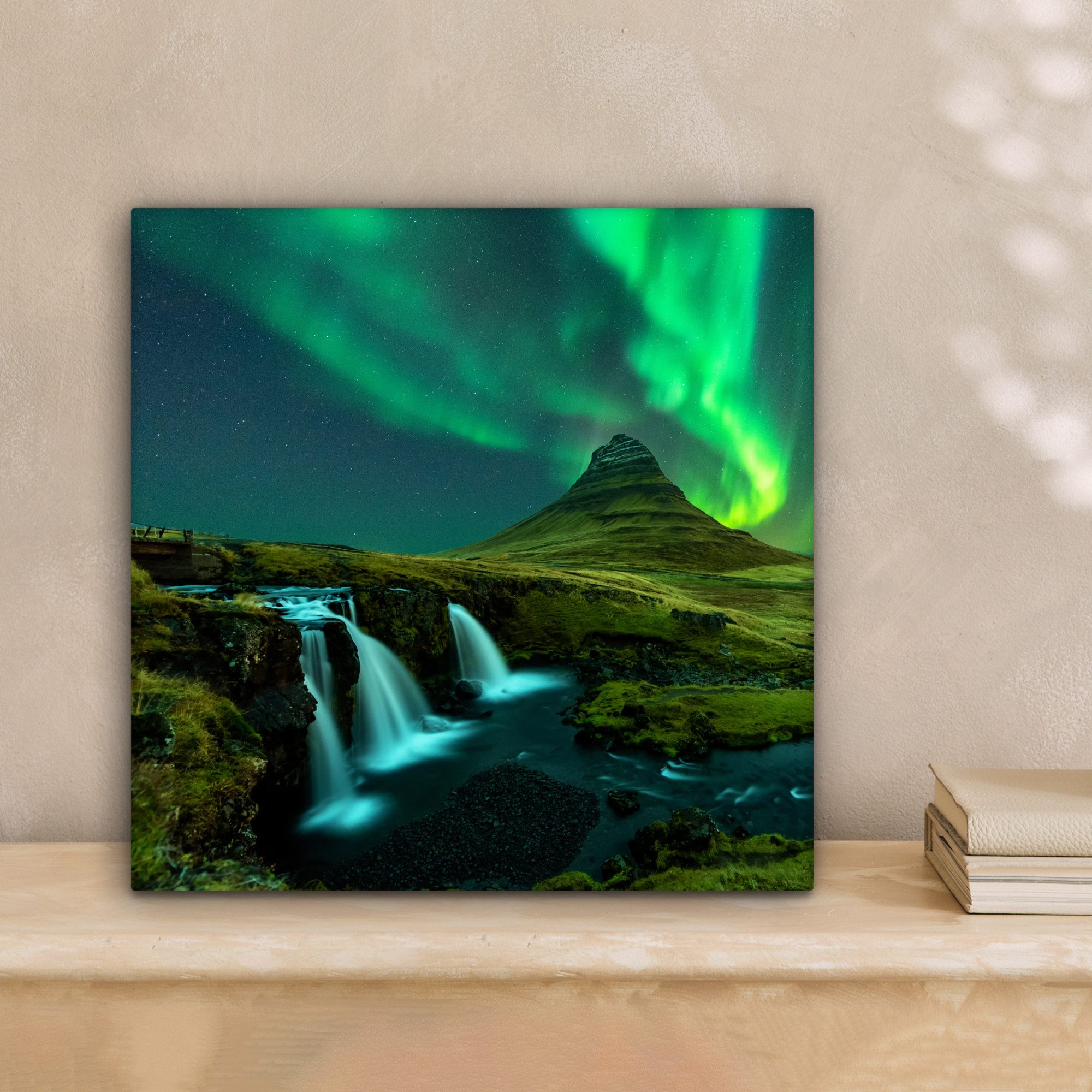 OneMillionCanvasses® Leinwandbild Nordlichter - Wasserfall - Berg - Island, günstig online kaufen