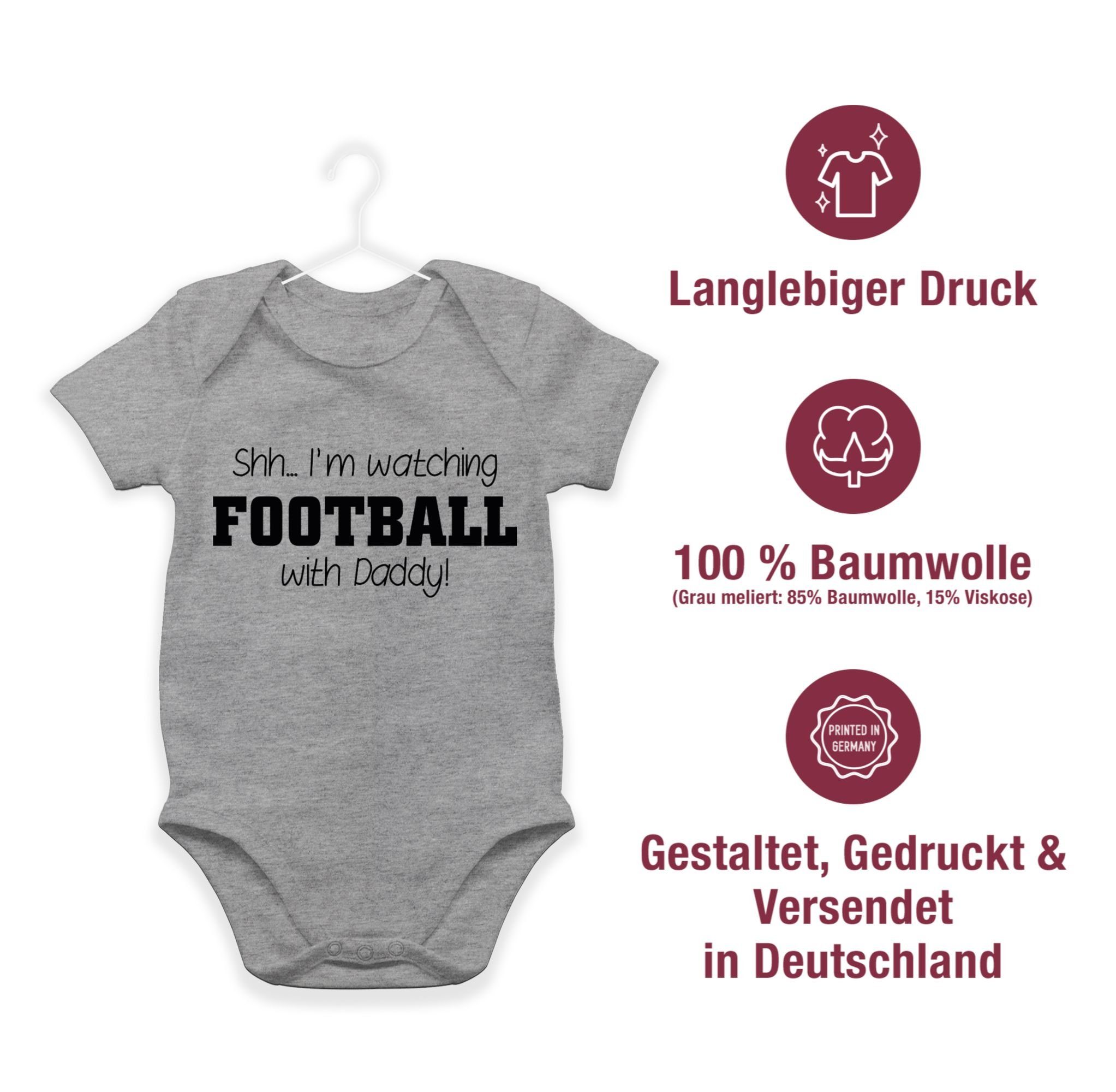 Baby schwarz Daddy! & meliert Sport Bewegung Grau football Shirtbody watching with - Shh...I'm 1 Shirtracer