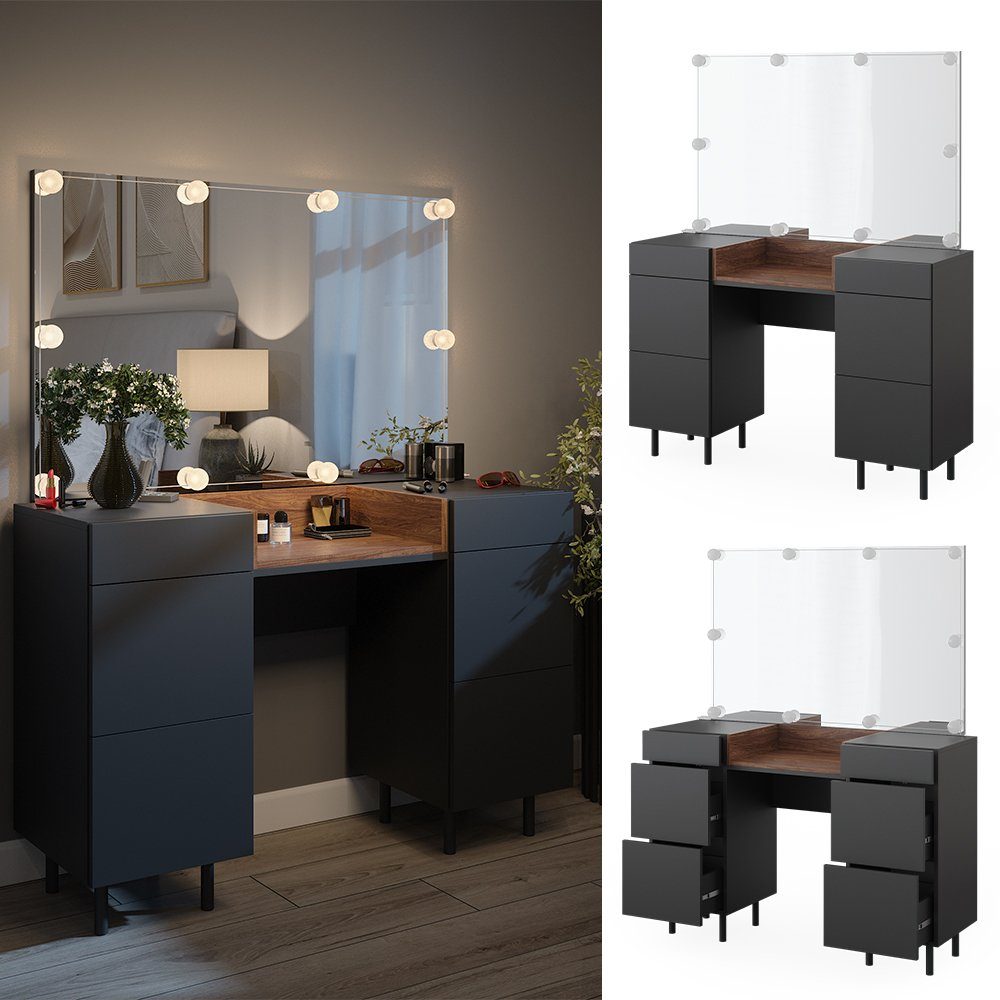 Vicco Schminktisch Anika, Anthrazit/Nussbaum, 120 cm günstig online kaufen