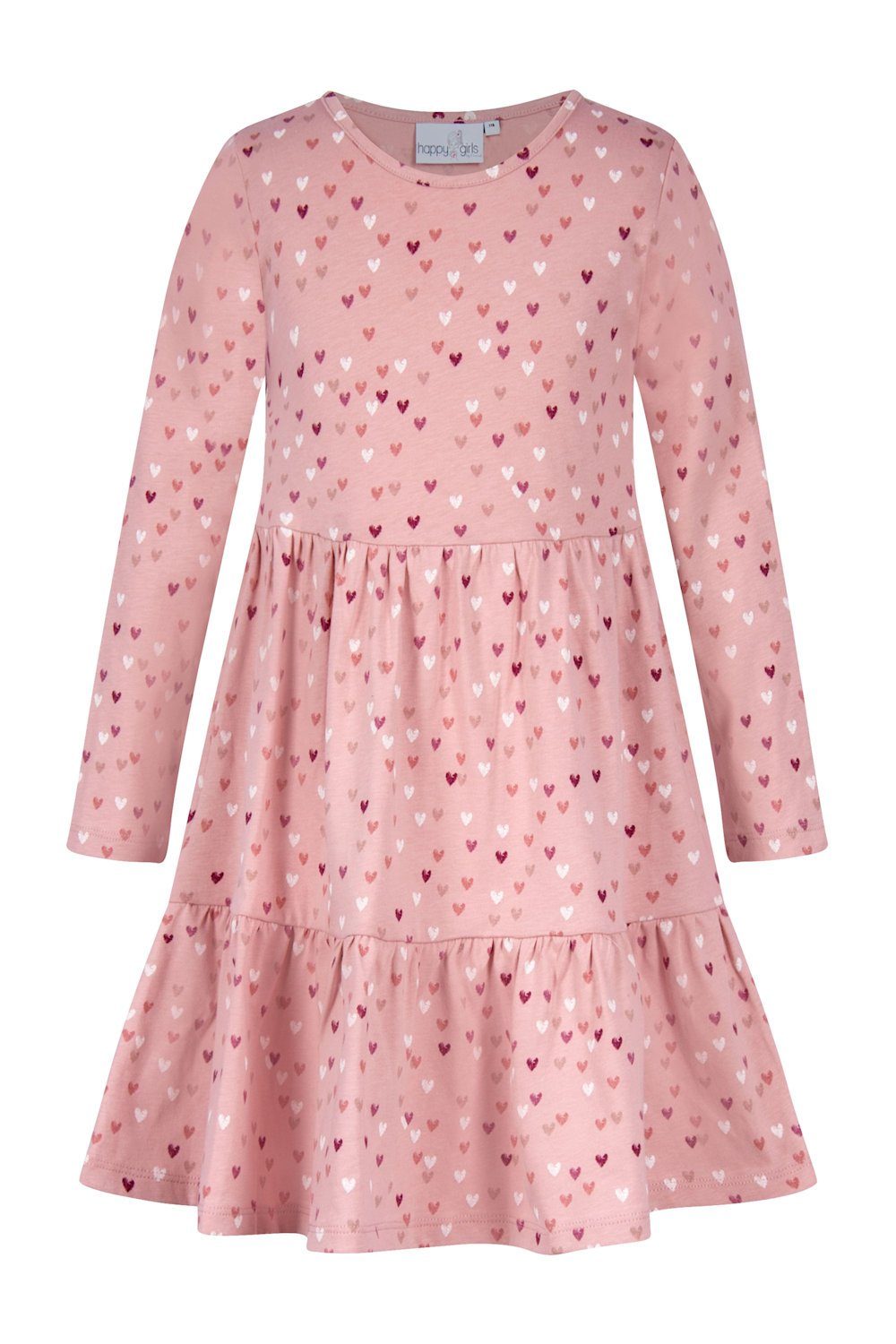 A-Linien-Kleid Kleid (1-tlg) Herzen girls Langarm girls Jerseykleid Happy rose happy dusty